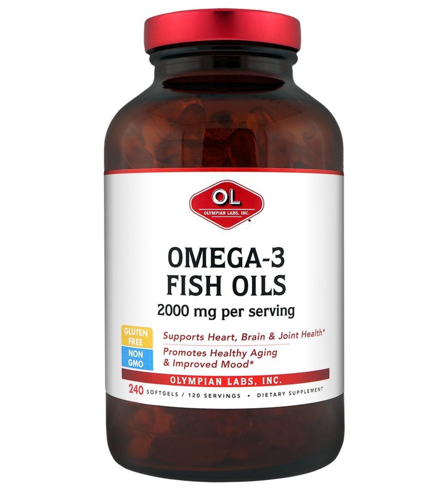 Olympian Labs Omega 3 Fish Oil 2000mg - 240 Count, 120 Servings for Heart & Joint Health - Buy Online on GoSupps.com