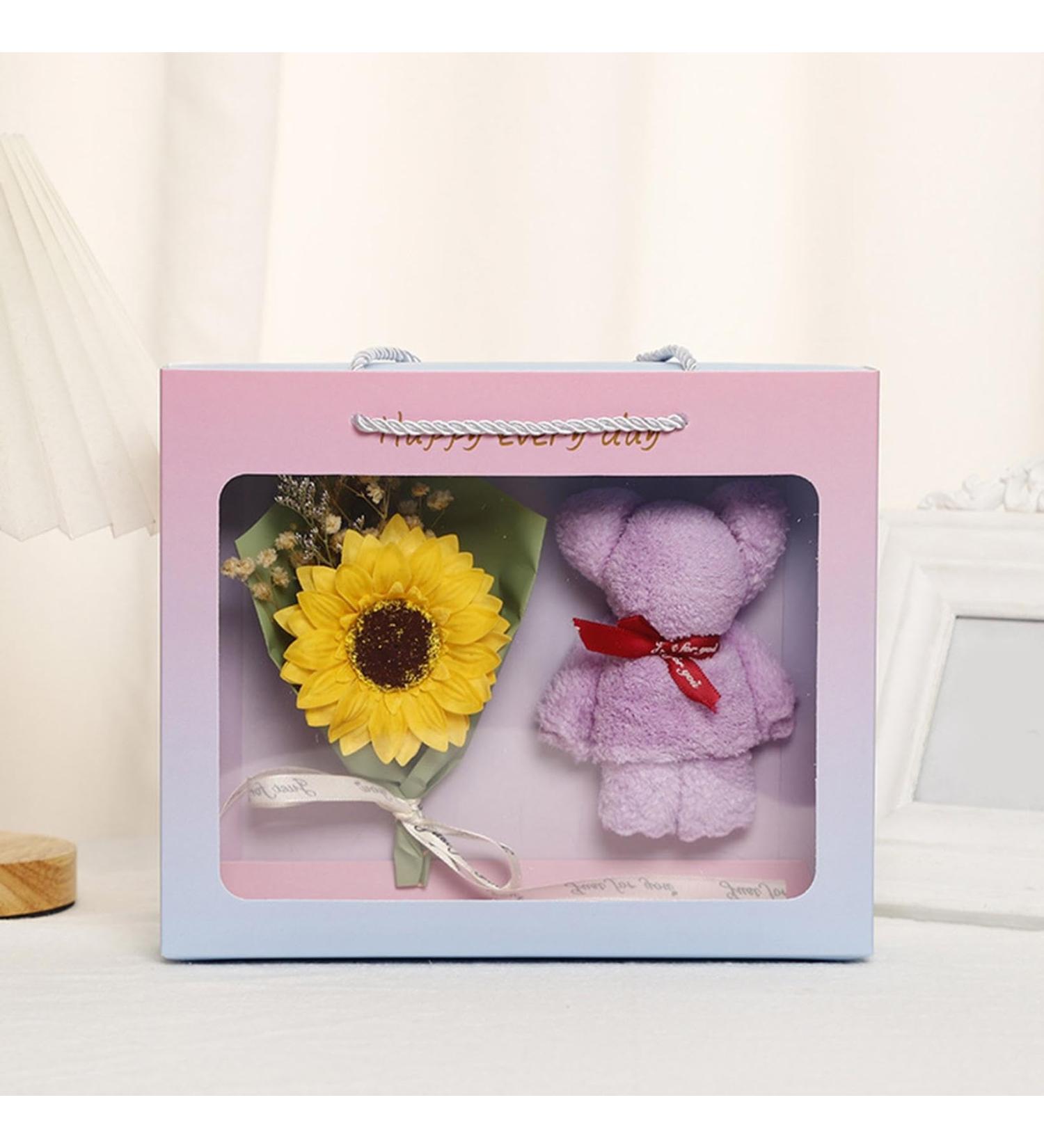 Buy Festival Gift Towel Bear Box Soap Flower Rose Bouquet - Long-Lasting Artificial Decoration for Thanksgiving Anniversary & Valentine's Day - Buy Online on GoSupps.com