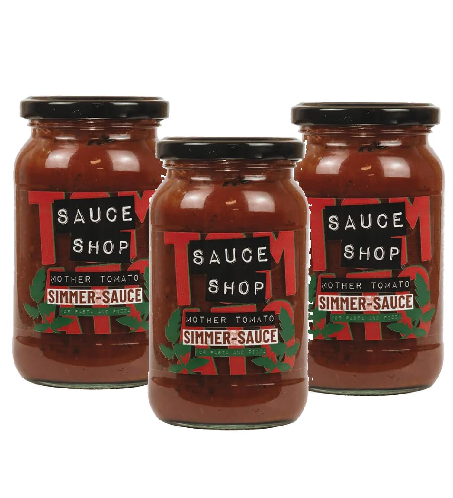 Sauce Shop - Mother Tomato Simmer Sauce Pack of 3 - Cooking Sauce Perfect with Pasta & Pizza - 3x 360g Glass Jars