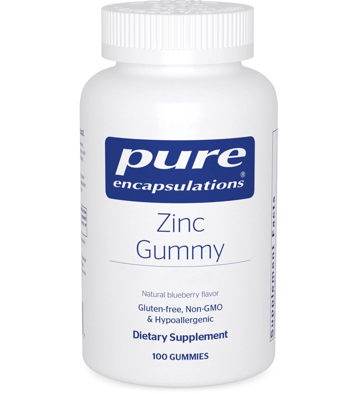 Pure Encapsulations Zinc Gummy - Immune Function Support - 100 Gummies - Blueberry Flavor - Buy Online on GoSupps.com