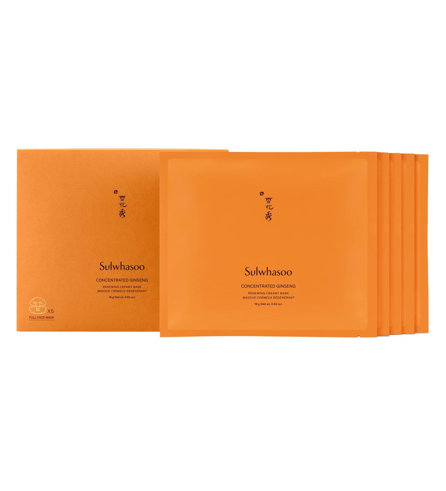 Sulwhasoo Concentrated Ginseng Renewing Sheet Masks - Nourish, Hydrate, Visibly Firm - 5 pc - Buy Online on GoSupps.com
