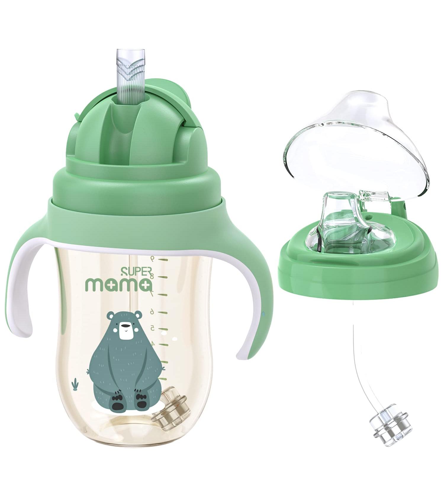 Supermama 11oz PPSU Sippy Cup for 1+ Year Old, Weighted Straw, No Spill Design - Dark Green - Buy Online on GoSupps.com