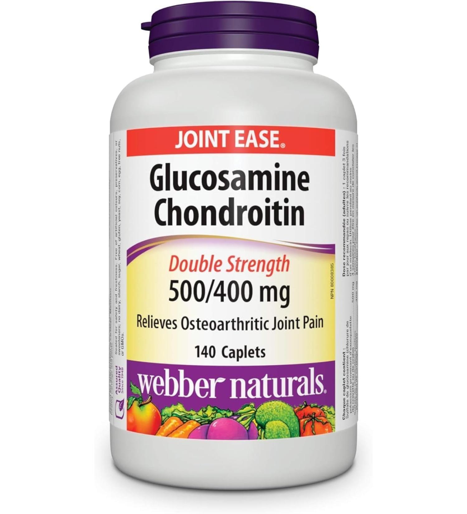 Webber Naturals Glucosamine Chondroitin Double Strength 140 Caplets Helps Relieve Joint Pain Associated with Osteoarthritis - Buy Online on GoSupps.com