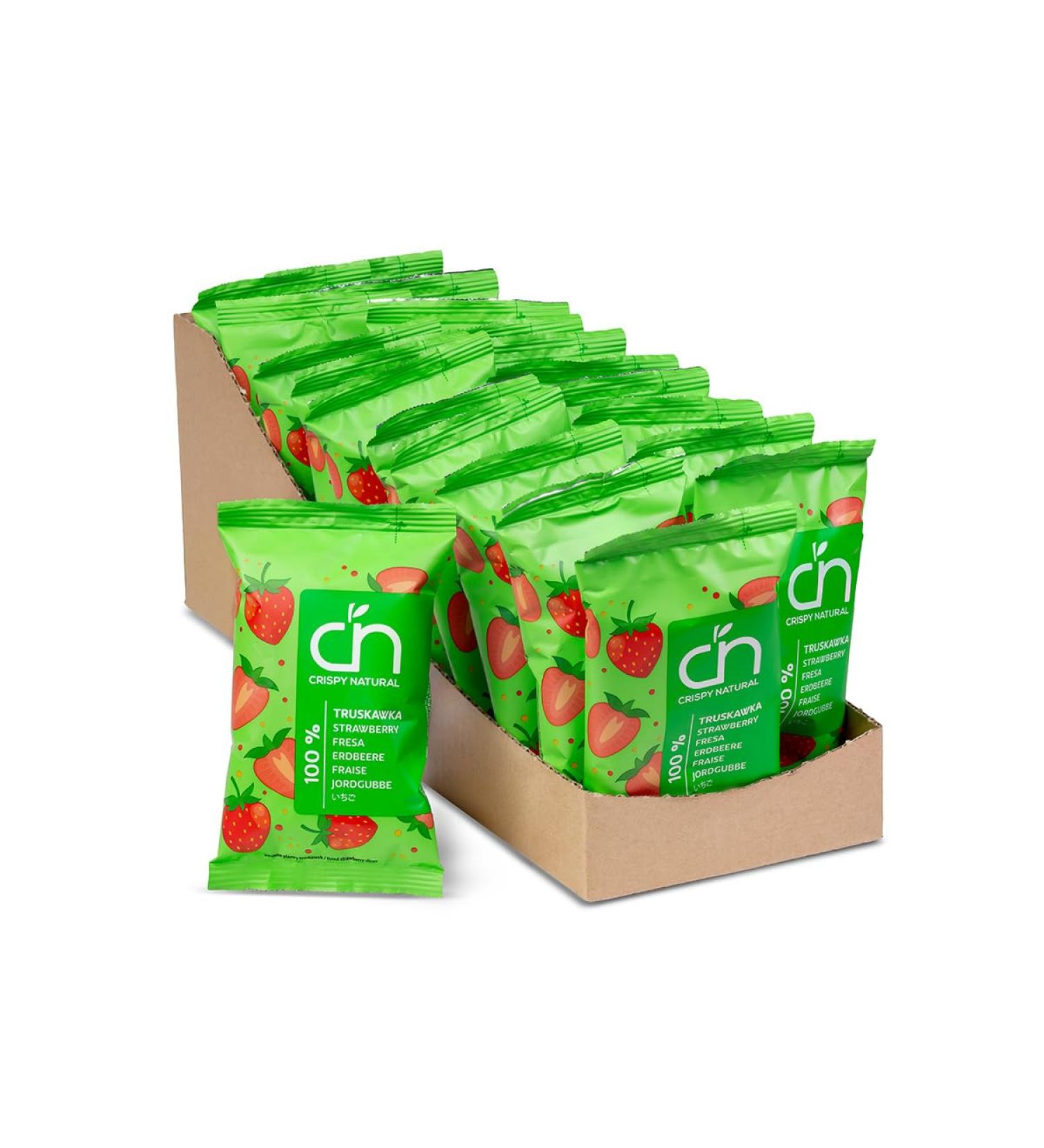 Crispy Natural Strawberry Chips 20 x 10g Crispy Natural Dried Fruit Chips Healthy Snack No Sugar Added Gluten Free Fiber Source Small Size - Buy Online on GoSupps.com