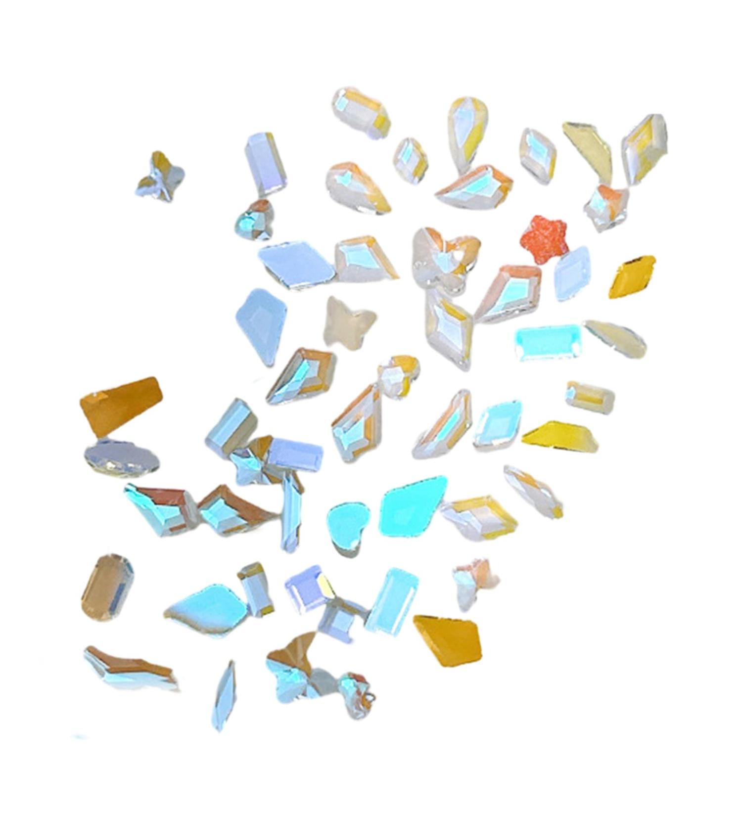 FEIlei 100Pcs Mixed Glass Crystal Hybrid Diamond Rhinestones Nail Art Decorations Drop Rhombus Flatback Stones 3D Gems - Buy Online on GoSupps.com