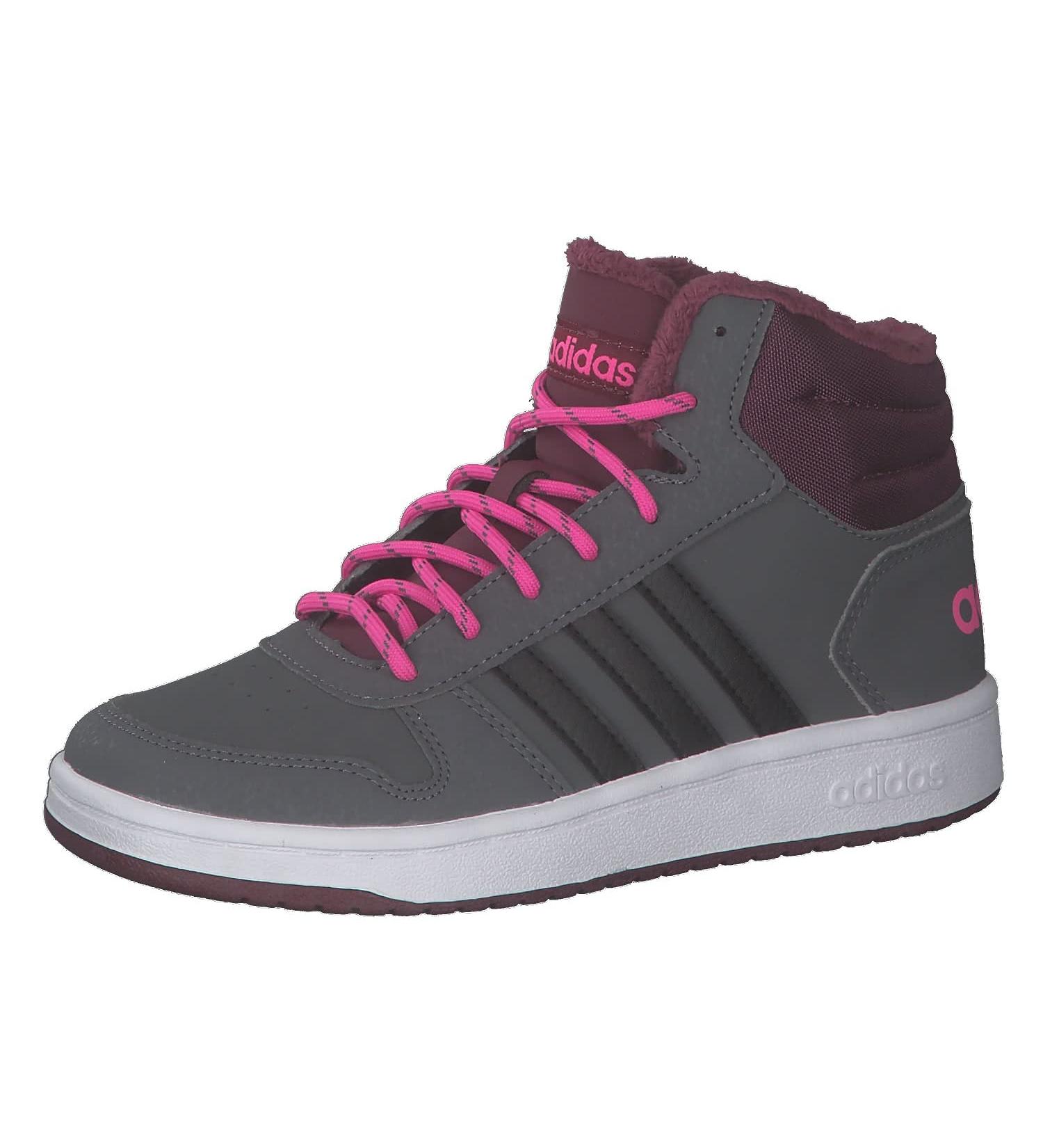 Adidas Unisex Kids Hoops Mid 2.0 Fitness Shoes - Grey Five/Core Black/Screaming Pink - Size 37 1/3 EU - International Shipping Available - Buy Online on GoSupps.com