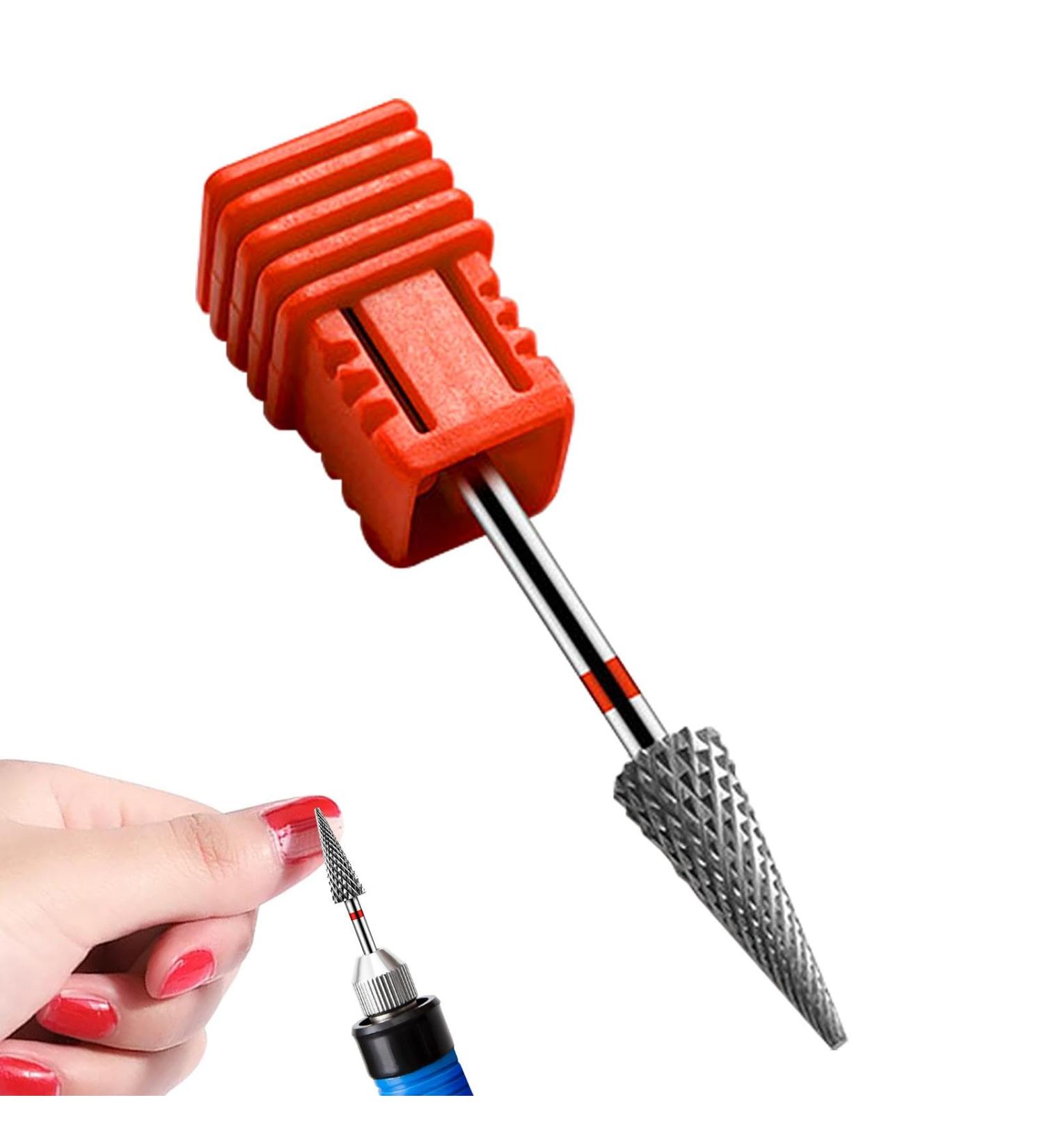 Nail Drill Bits Professional | Umbrella Shaped Tungsten Carbide Drill Bits - Cuticle Cleaner Nail Gel Polish Remover Tool Nail Care Supplies Red - Buy Online on GoSupps.com