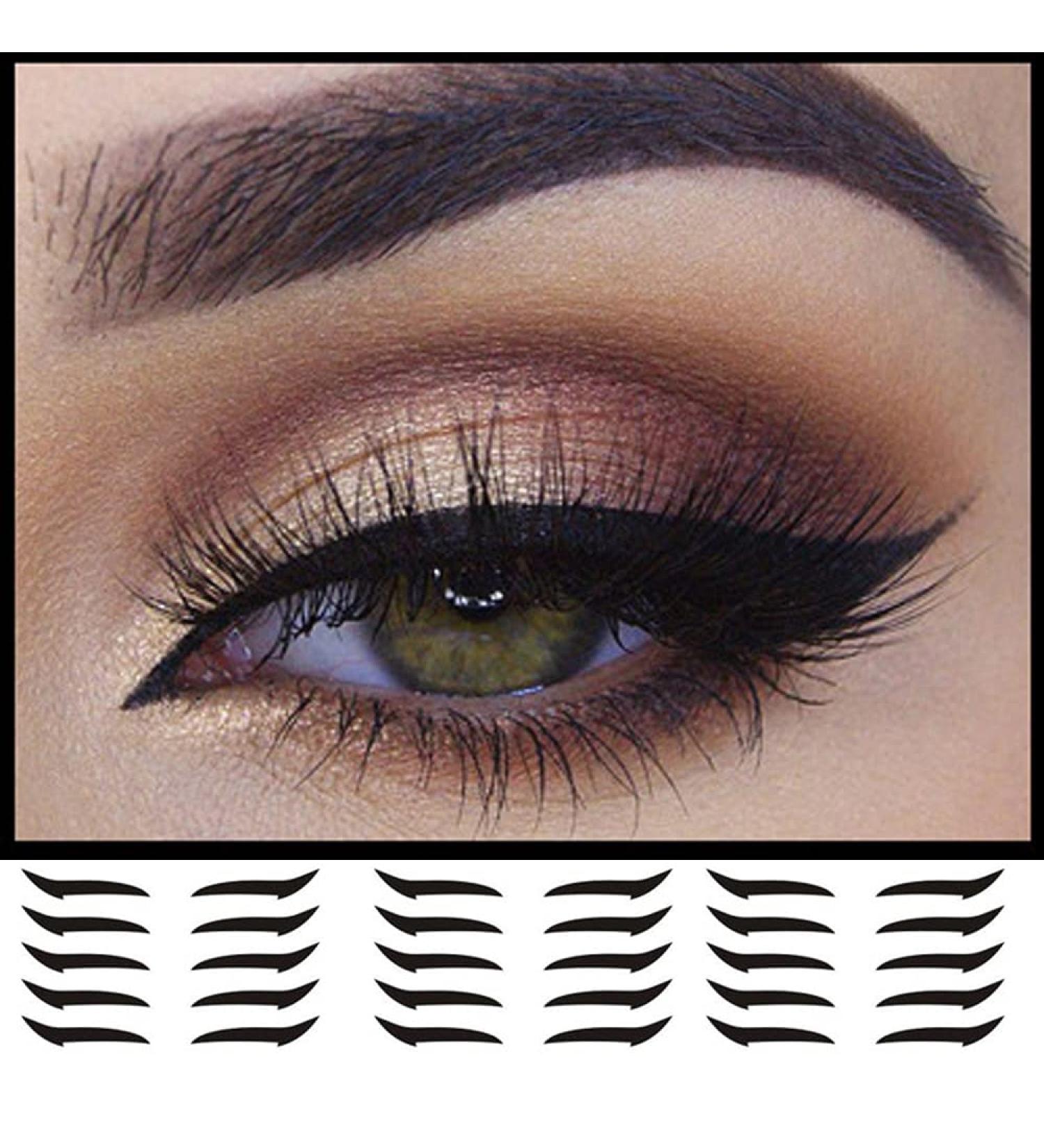 40 Pieces Cat Eye Makeup Stickers - Reusable Eyelid Line Stickers for Instant Eyeliner Outline - Easy to Clean & Flexible (Black) - Buy Online on GoSupps.com