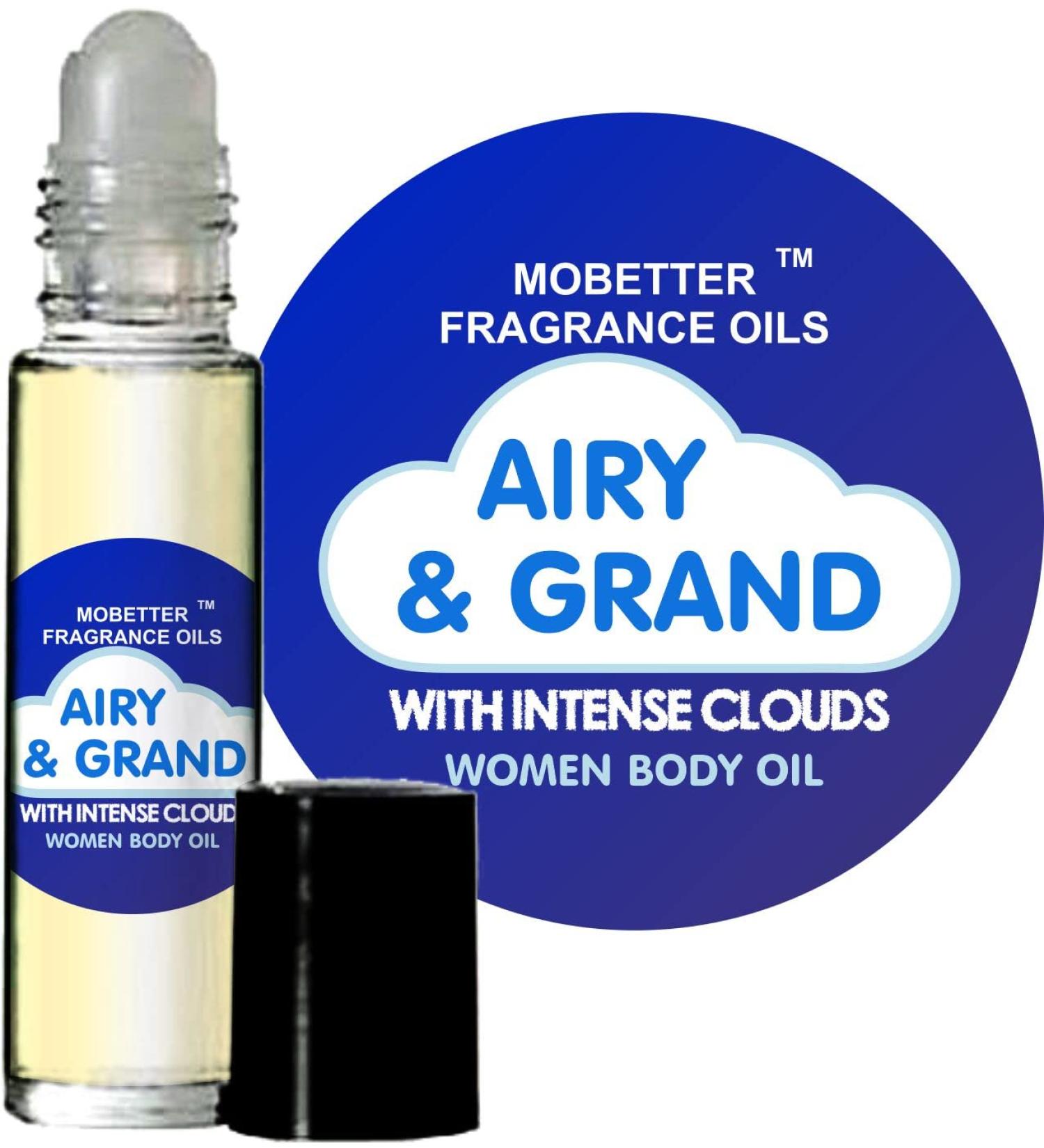MOBETTER FRAGRANCE OILS Airy & Grand with intense clouds Women perfume Body Oil 0.33 Fl Oz (Pack of 1) musky sweet woody amber powdery lactonic vanilla coconut lavender