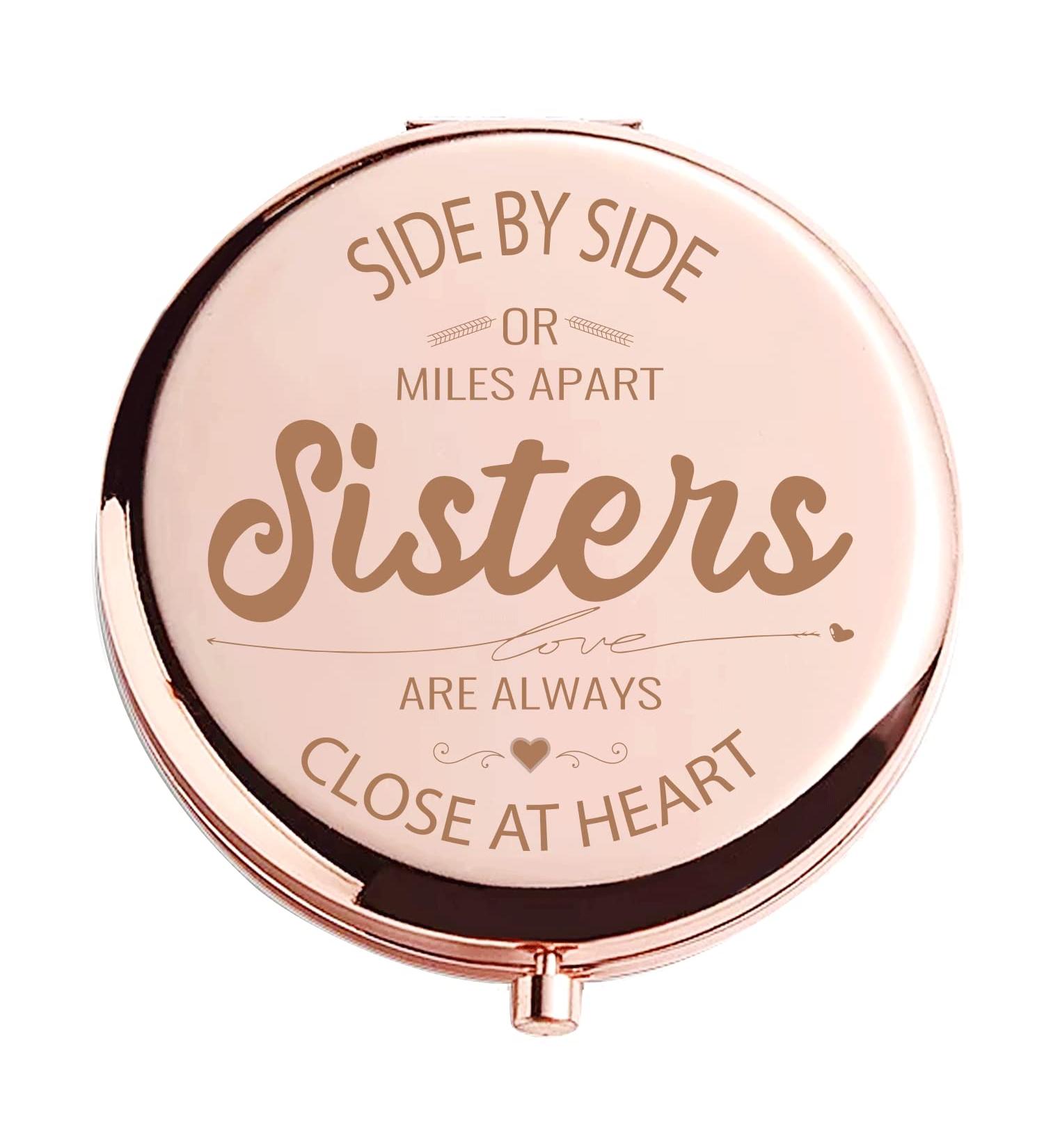 Rose Gold Sister Make Up Compact Mirror - Funny Sisters Gift for Birthday, Christmas & More - Buy Online on GoSupps.com