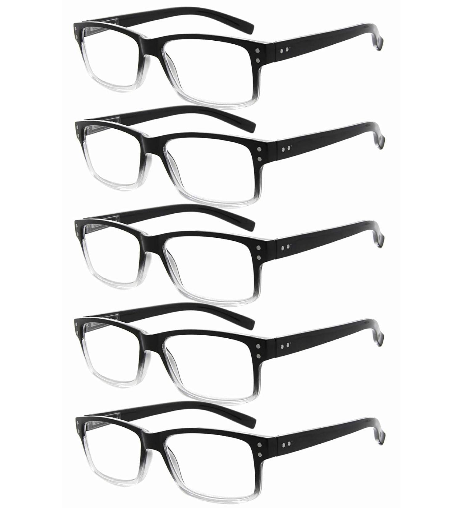Eyekeper 5-Pack Classic Spring Hinge Reading Glasses - Black/Transparent 0.0 Diopters UV Protection - Buy Online on GoSupps.com