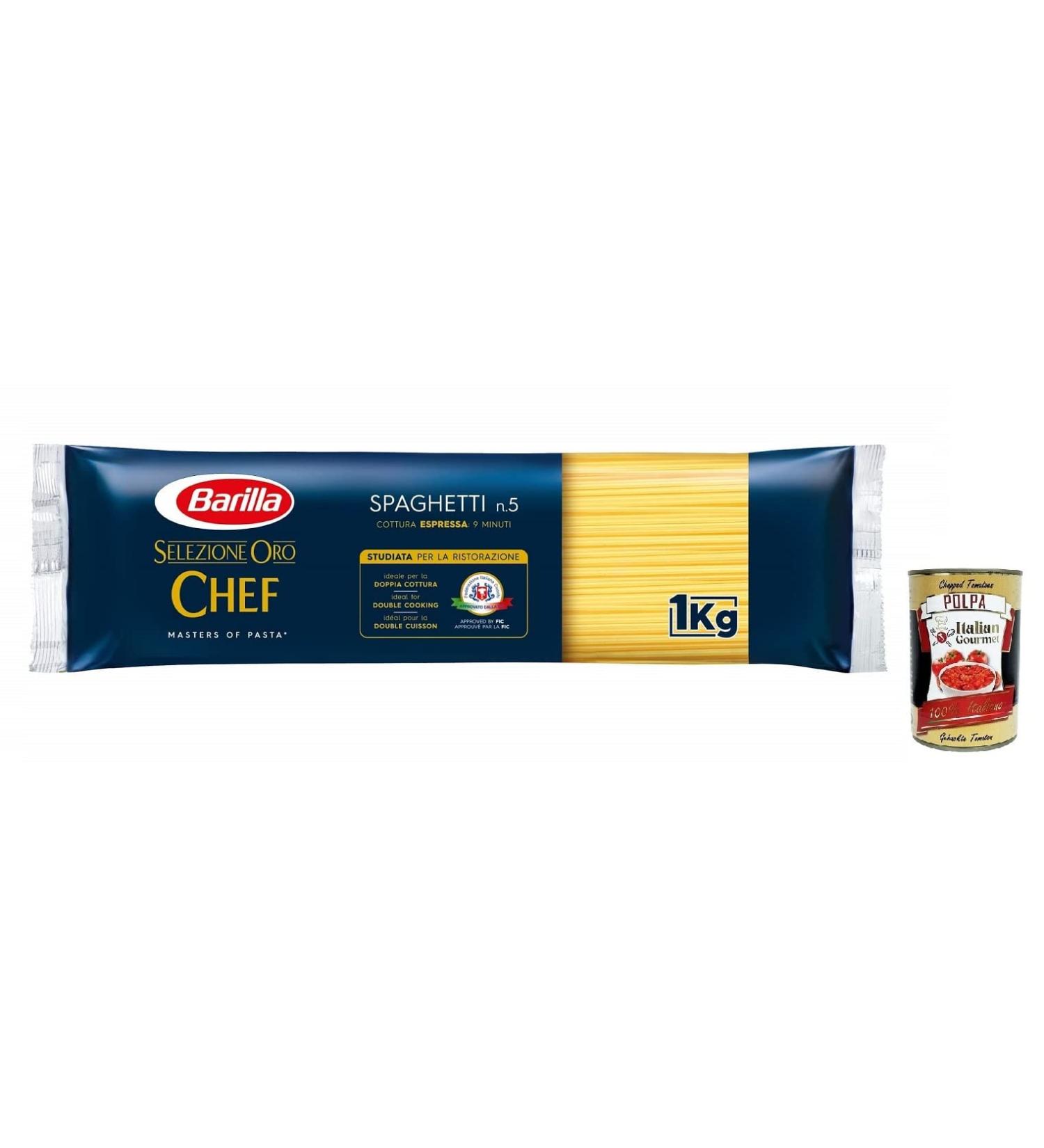  Italian Gourmet E.R. Barilla Selezione Oro Chef Spaghetti No. 5 durum wheat semolina 100% Italian grains 1 kg pack + 400 g box - Buy Online on GoSupps.com