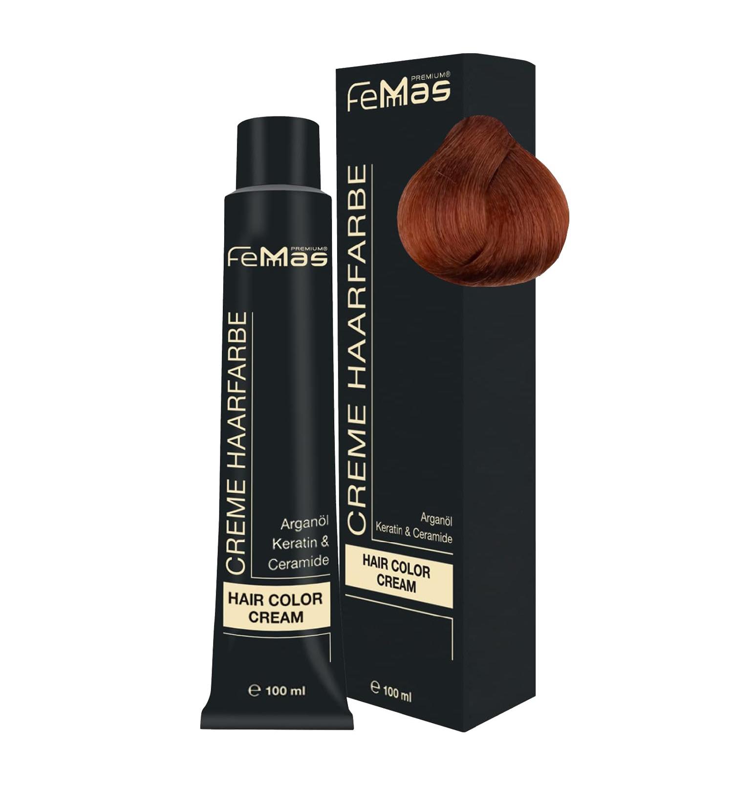 Femmas Hair Color Light Blonde Copper 8.4 | Professional Cream with Argan Oil & Keratin | Permanent Tint for Radiant Long-Lasting Results | 100 ml - Buy Online on GoSupps.com