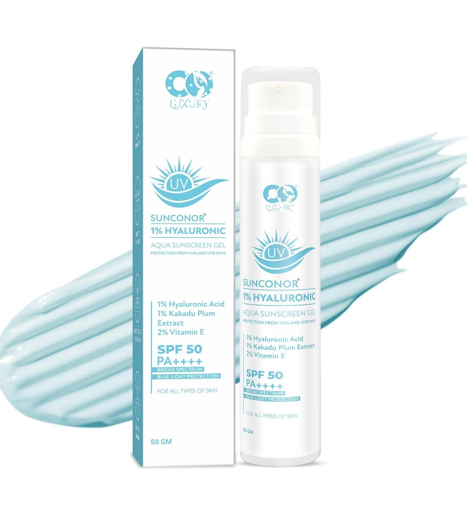 1% Hyaluronic Acid Sunscreen SPF 50 PA++++ | Ultra-Light Hydrating Gel for Daily Use | Suitable for All Skin Types | Unisex | 50g - Buy Online on GoSupps.com