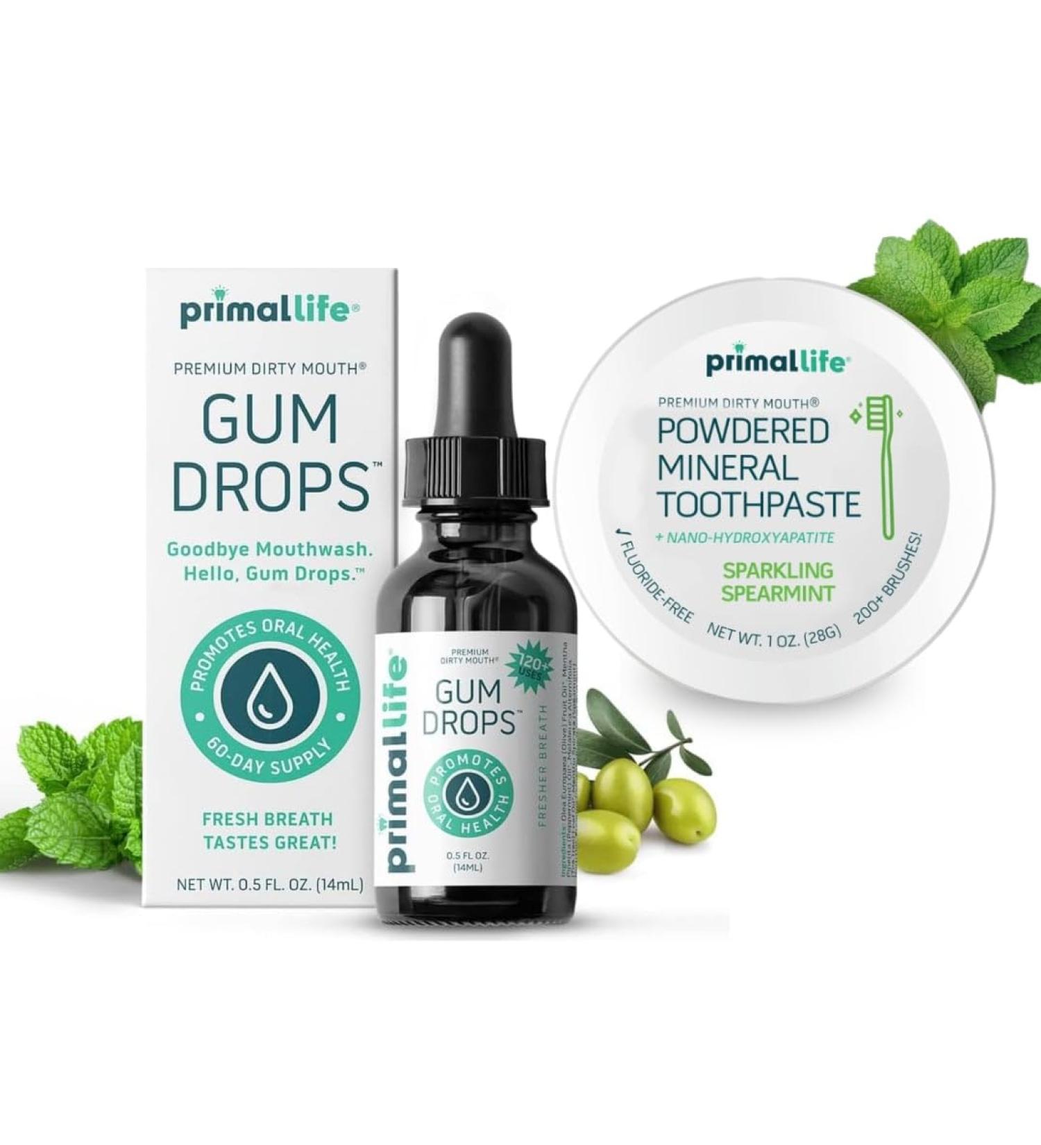 Primal: Life!!! Organics - Dirty Mouth Gum Serum Natural Essential Oils Promotes Good Breath Gentle Mouthwash AND Dirty Mouth Toothpowder Tooth Cleaning Powder Spearmint 1 oz + LuxProdX Sticker - Buy Online on GoSupps.com