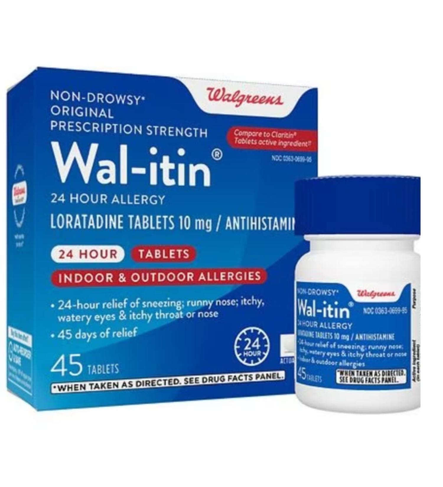 Walgreen Wal-itin 24 Hour Non-Drowsy Allergy Relief - 45 Tablets - Buy Online on GoSupps.com