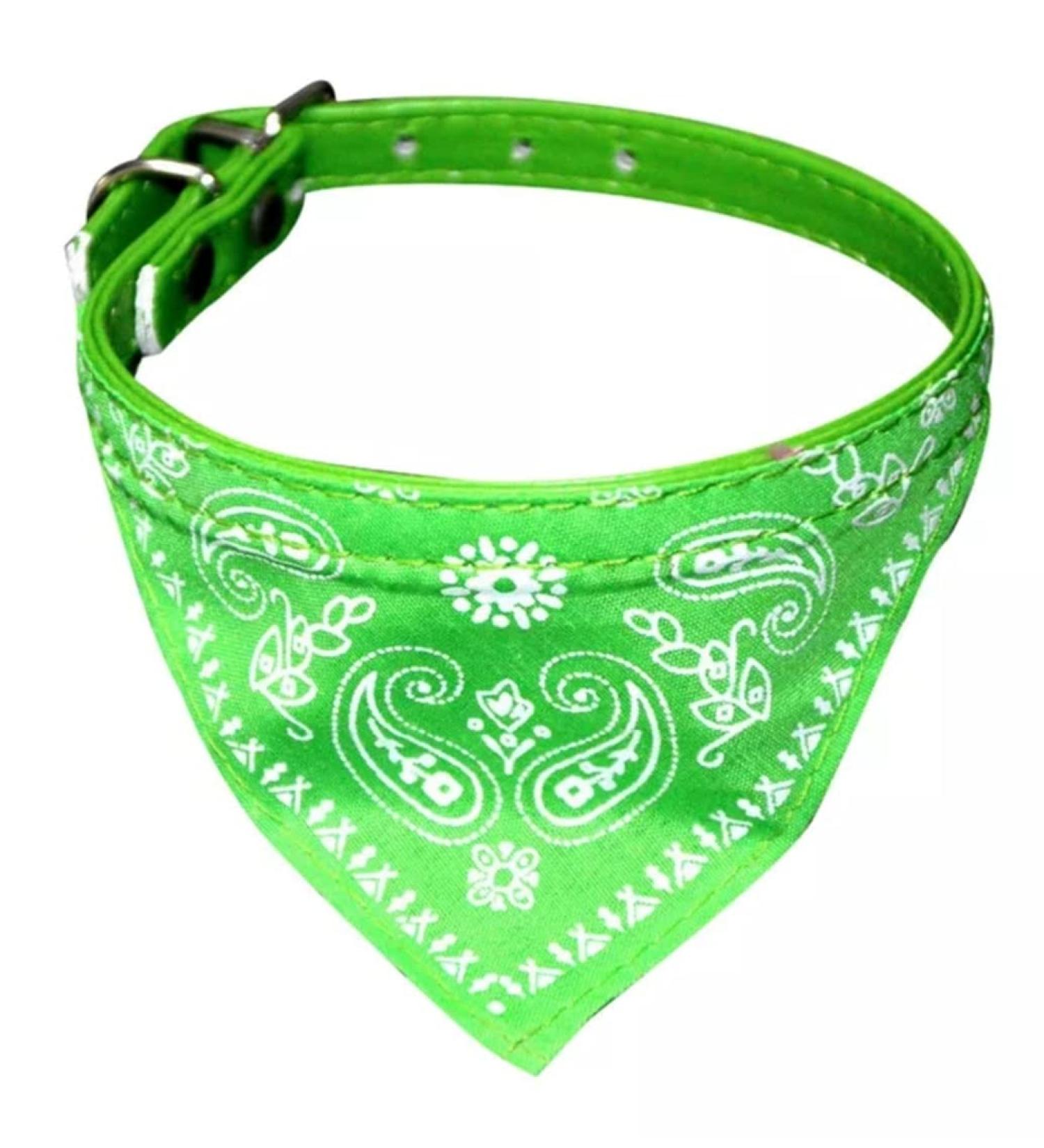 Cat Collar with Bandana in Paisley Look - Green Buckle - Size S (20-26cm Neck) | International Shipping Available - Buy Online on GoSupps.com