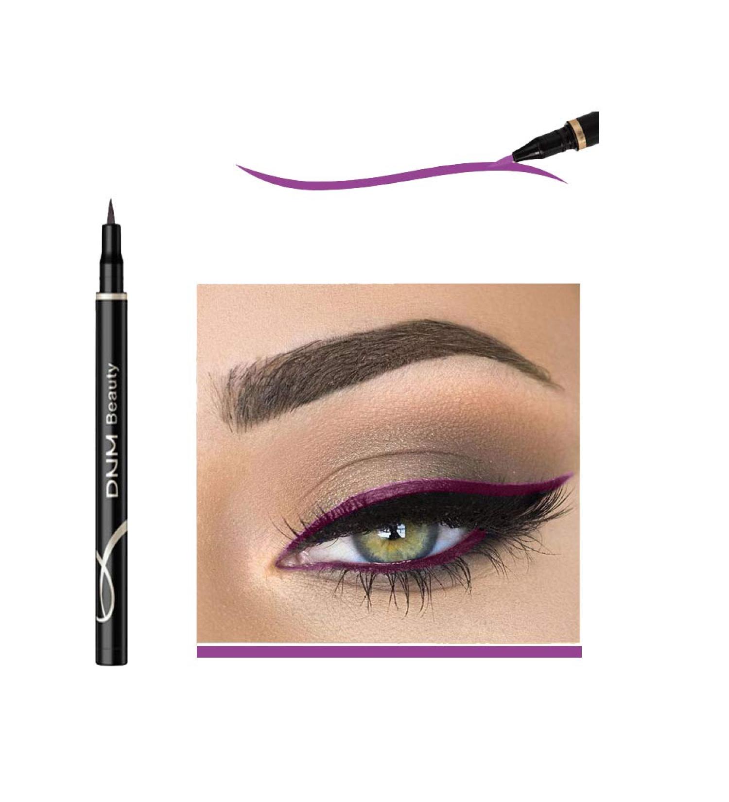 DNM Cat Eye Neon Liquid Eyeliner Pen - Waterproof Long-Lasting Black Eye Liner Pencil in Purple - Makeup Cosmetics Tools - Buy Online on GoSupps.com