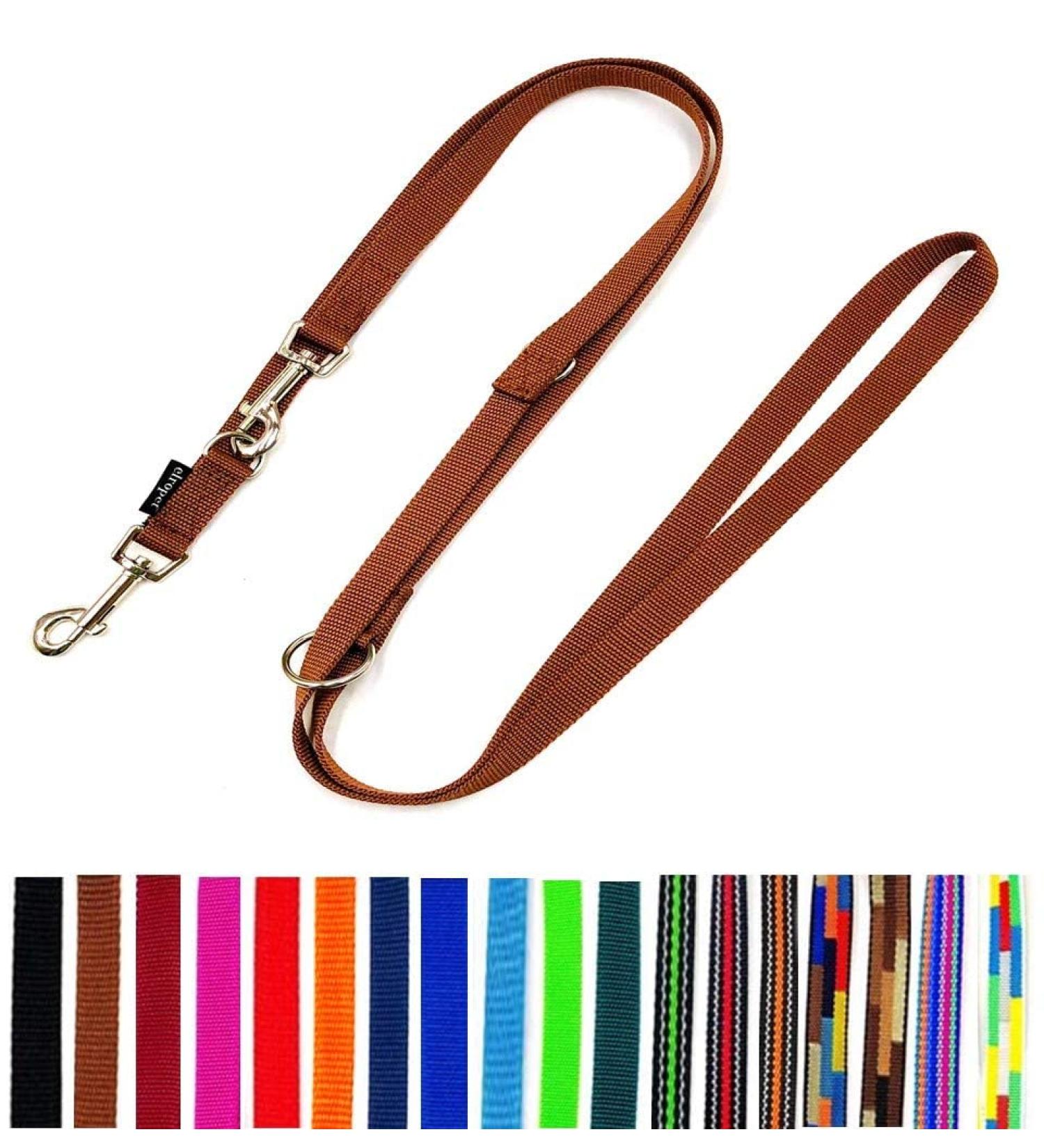 Adjustable Double Dog Leash for Large Dogs - 2m / 2.40m / 2.80m / 3.50m / 5m - Brown 25mm - Durable & Comfortable - Buy Online on GoSupps.com