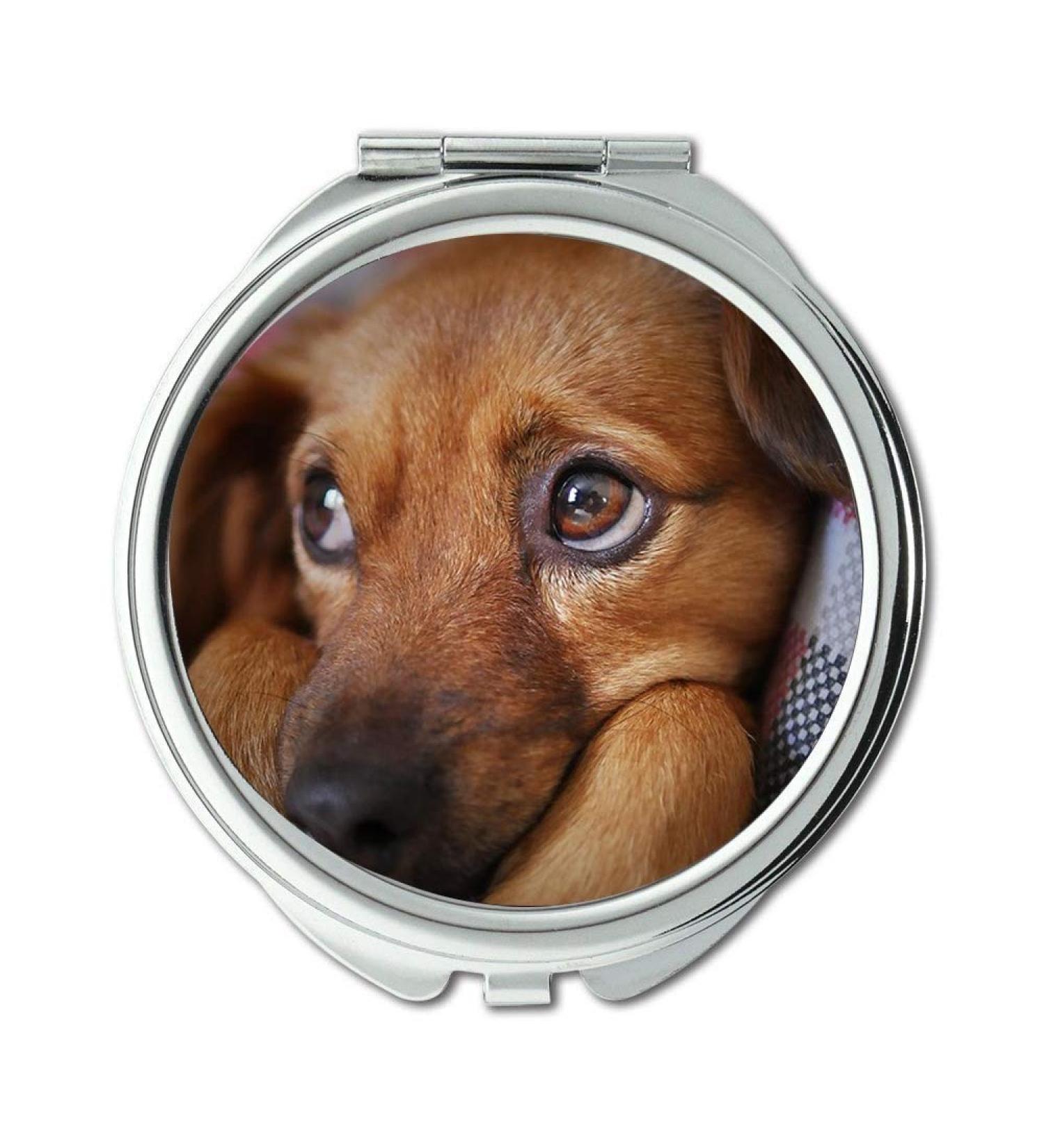 Mirror Compact Mirror Dog Cute Animal Pet Puppy Looking Doggy Sad pocket mirror portable mirror - Buy Online on GoSupps.com