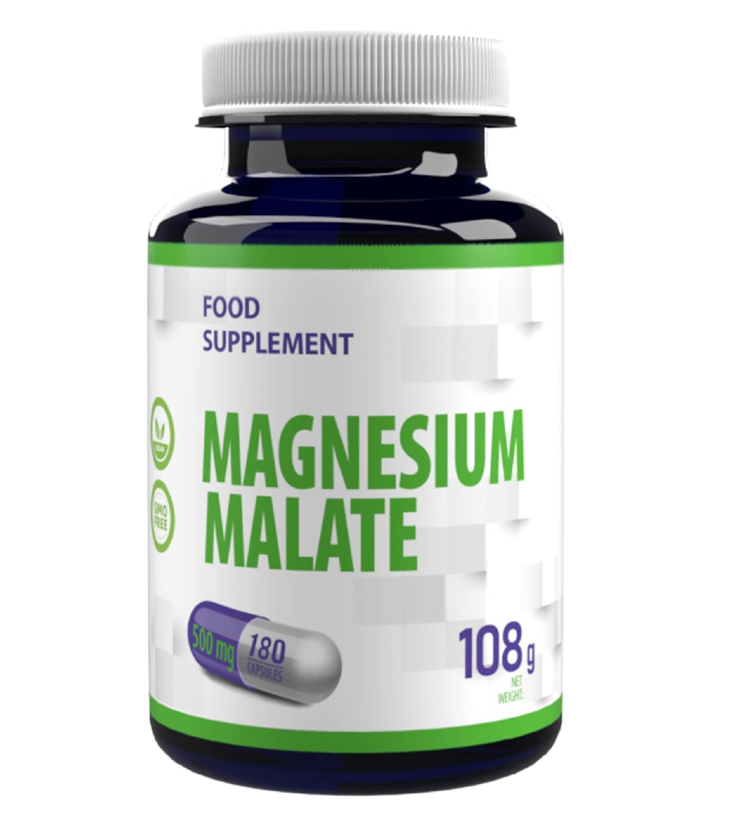 Magnesium Malate 2000mg per serving 180 Vegetable Capsules Tested by a Third Party Laboratory Gluten Free and GMO Free - Buy Online on GoSupps.com