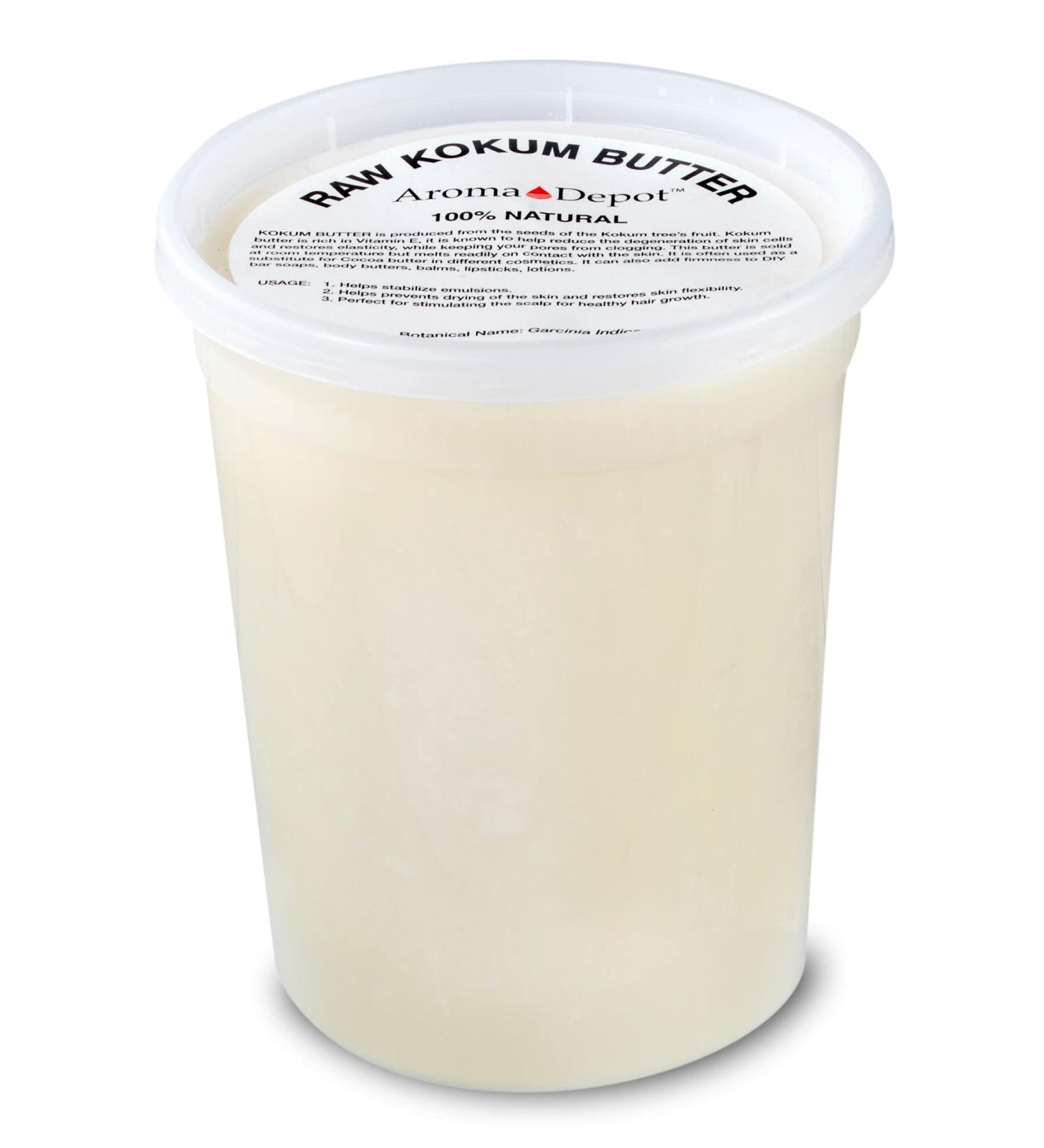 Aroma Depot 32 oz. Raw Kokum Butter - 100% Pure, Cold Pressed, Ideal Thickener for Body Butters, Sunscreens, Soaps, Deodorants - 2lb for Skin, Body, Hair - Buy Online on GoSupps.com