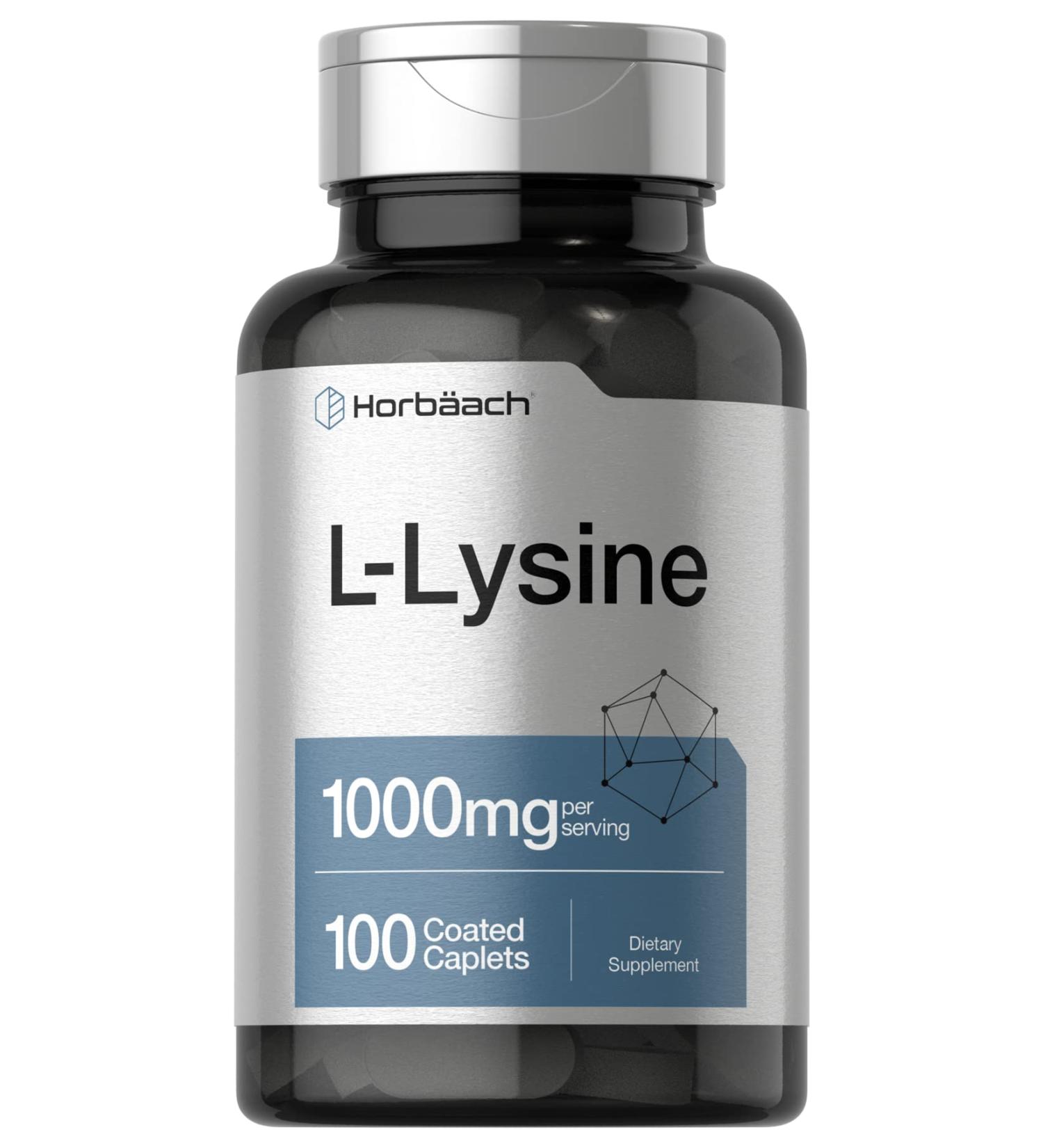 L-Lysine 1000mg 100 Caplets | Vegetarian Non-GMO Gluten Free | Horbaach - Buy Online on GoSupps.com