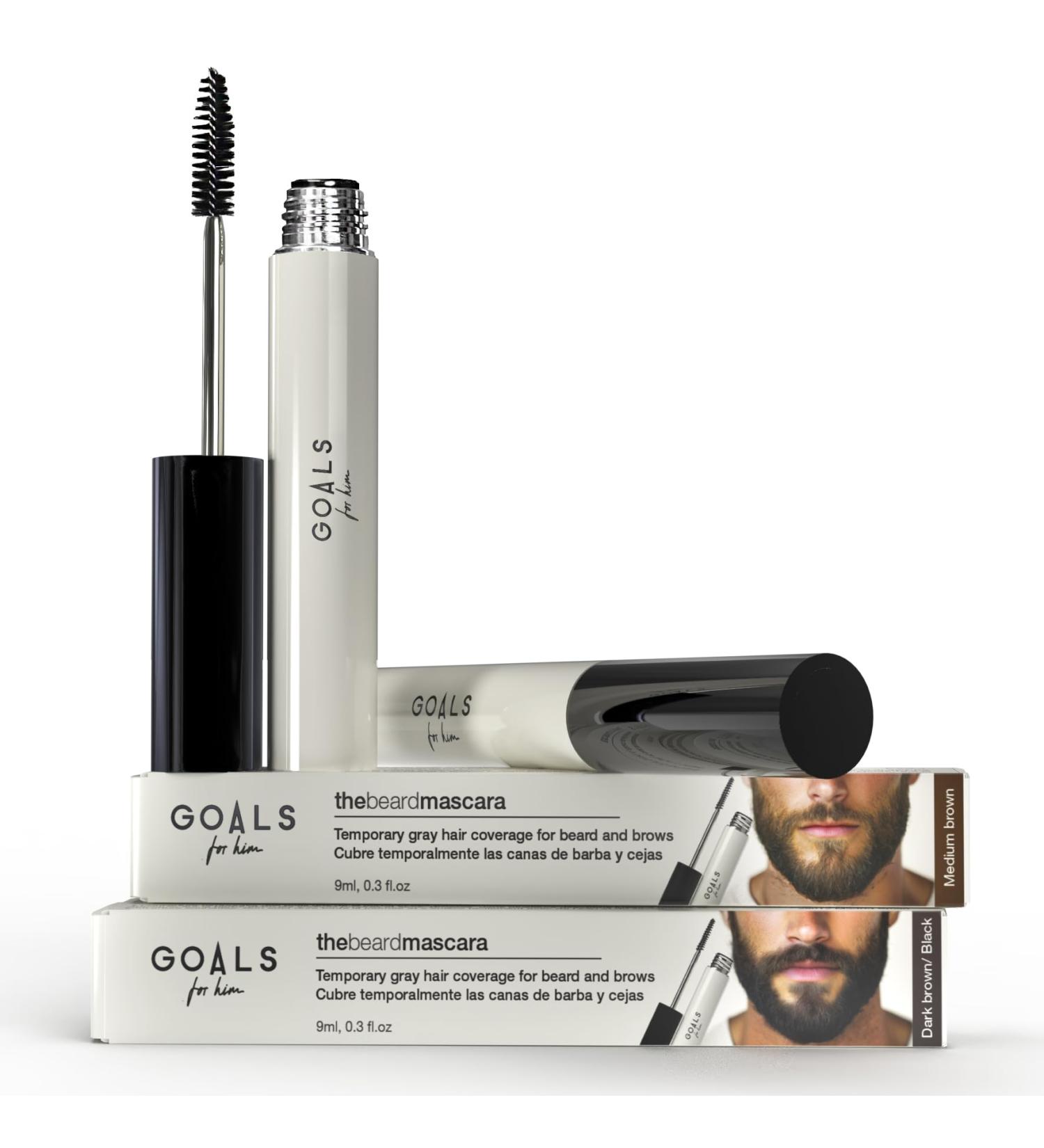 The Beard Mascara de Goals for Him Mascara pour barbe | Couvre les poils gris de la barbe et des sourcils d finit et donne du volume (Dark Brow/Black) - Buy Online on GoSupps.com