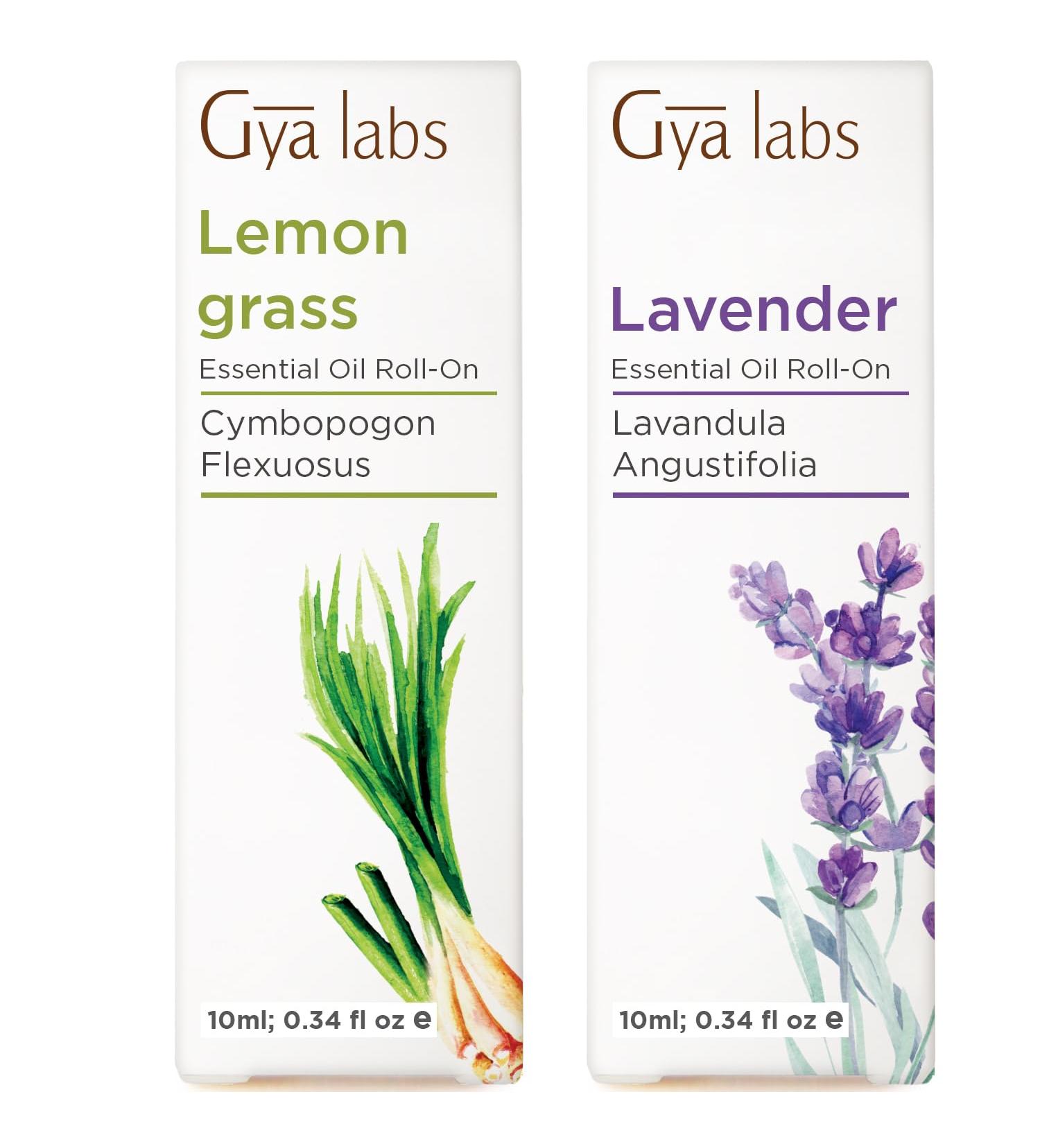 Lemongrass & Lavender Roll On Set - Essential Oils Aromatherapy Roll On with Essential Oil Set - 2x0.34 fl oz - Gya Labs - Buy Online on GoSupps.com