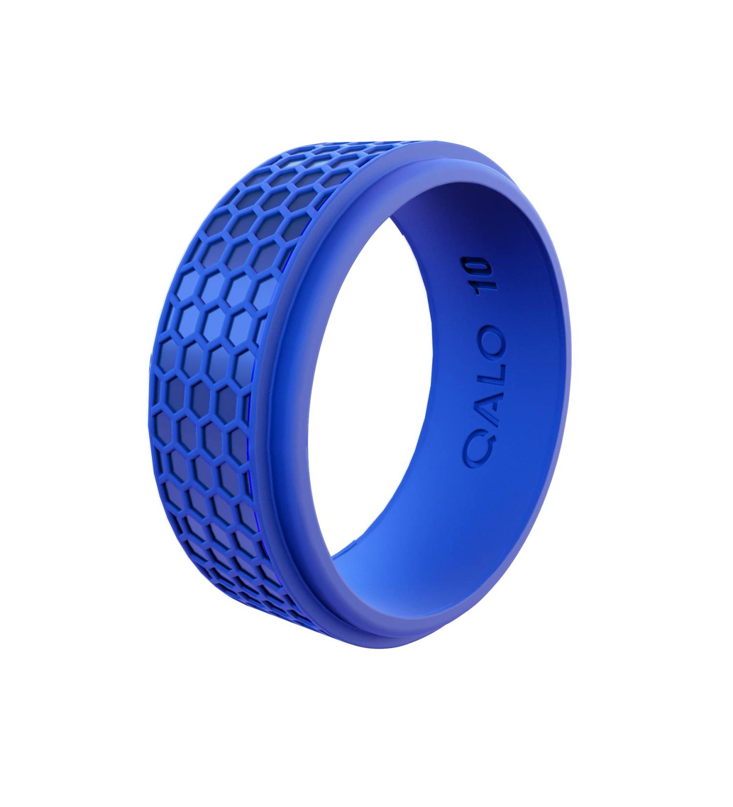 QALO Men's Breathable Hex Rubber Wedding Band - Durable Silicone Ring in Bright Blue (Size 13) - Buy Online on GoSupps.com