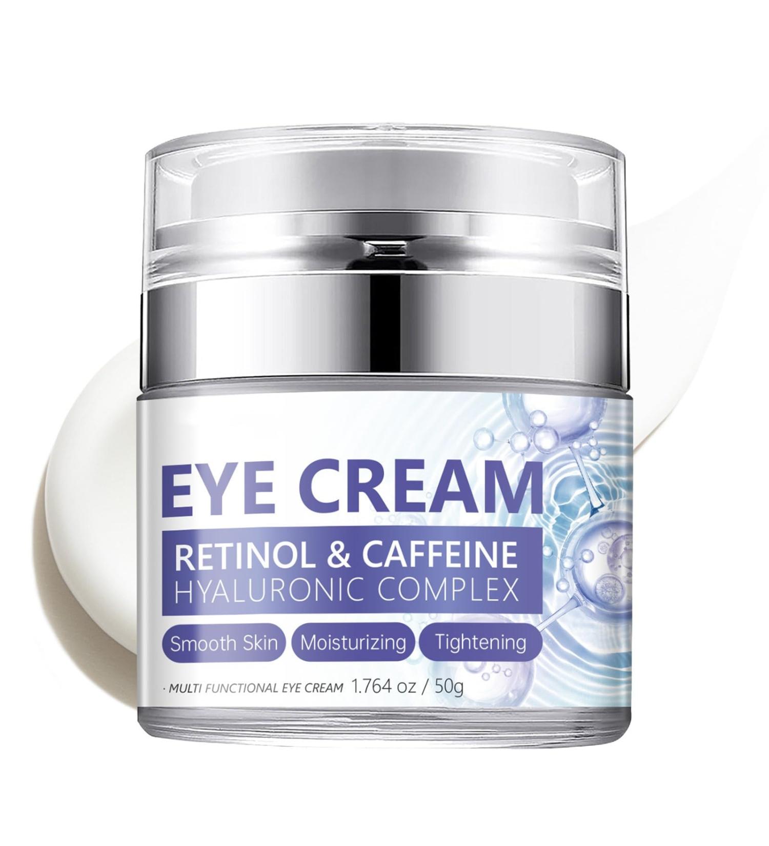 Retinol & Caffeine Eye Cream for Dark Circles Puffiness Wrinkles & Fine Lines Anti-Aging Under Eye Cream Hydrating Firming Skin Daily Face & Neck Cream for Men & Women 50g - Buy Online on GoSupps.com