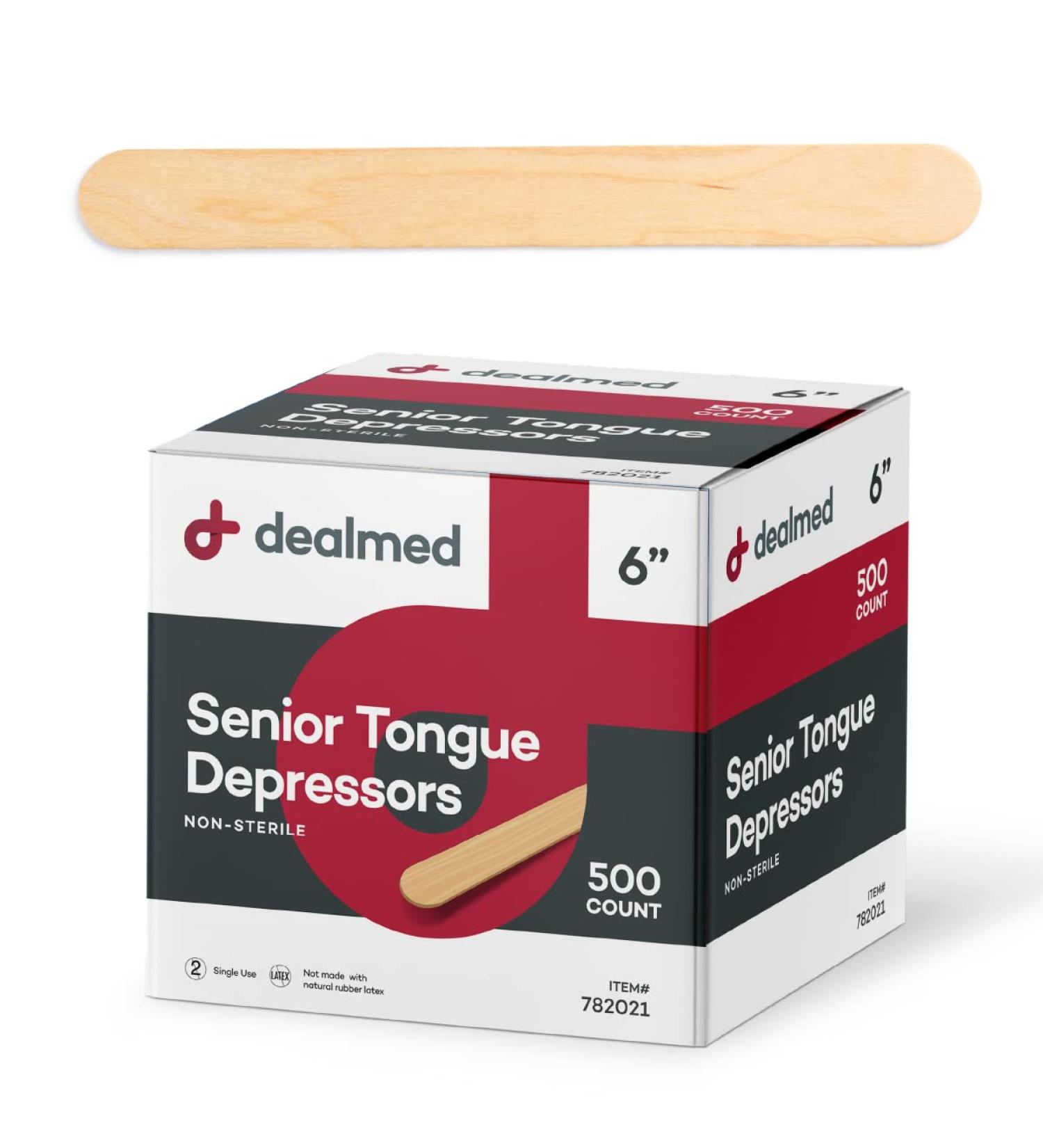 Dealmed 6 Senior Tongue Depressors - 500 Non-Sterile Wood Sticks - Buy Online on GoSupps.com
