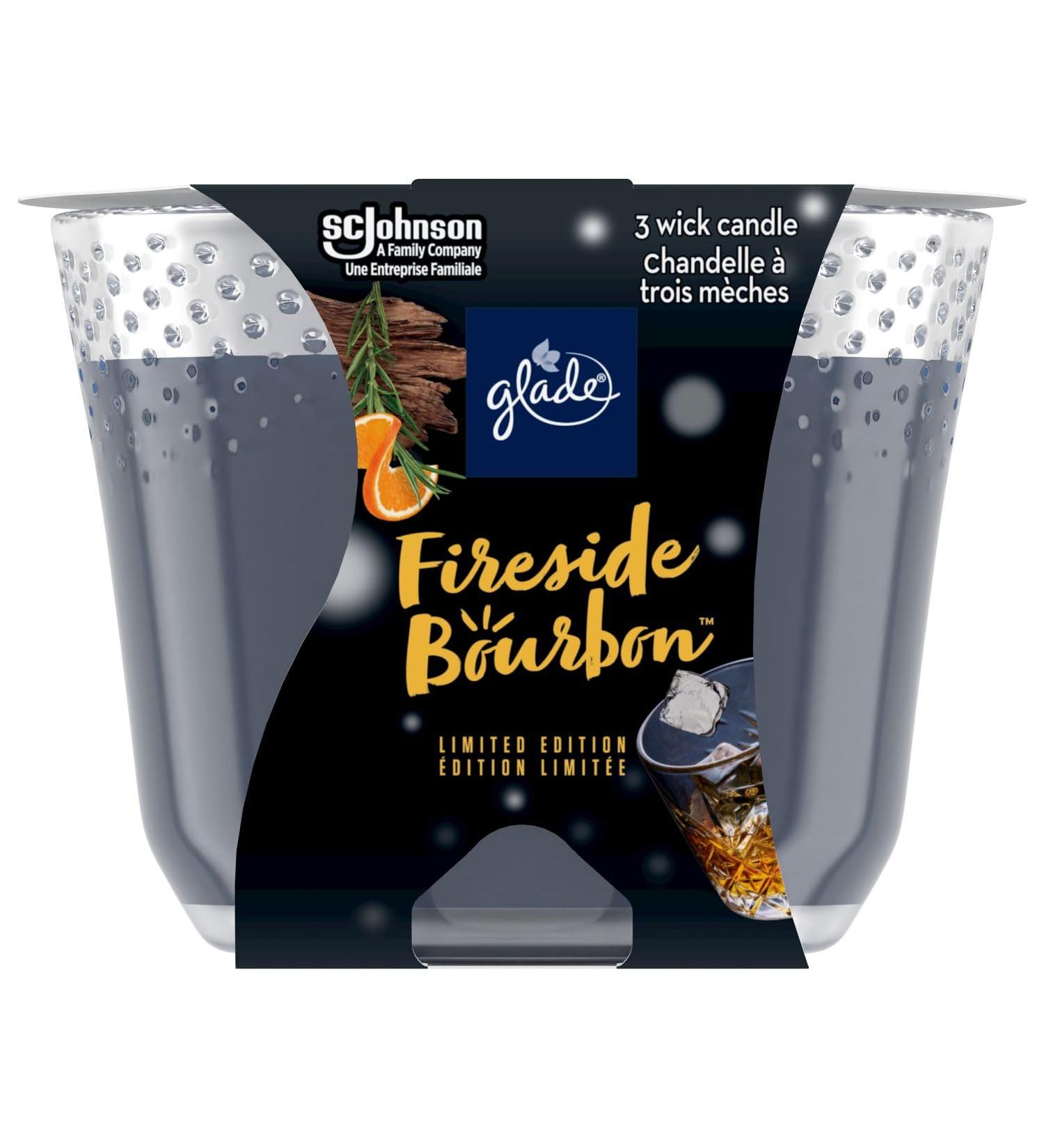 Glade Scented Candle Fireside Bourbon Air Freshener Infused with Essential Oils 3-Wick Candle 1 Count - Buy Online on GoSupps.com
