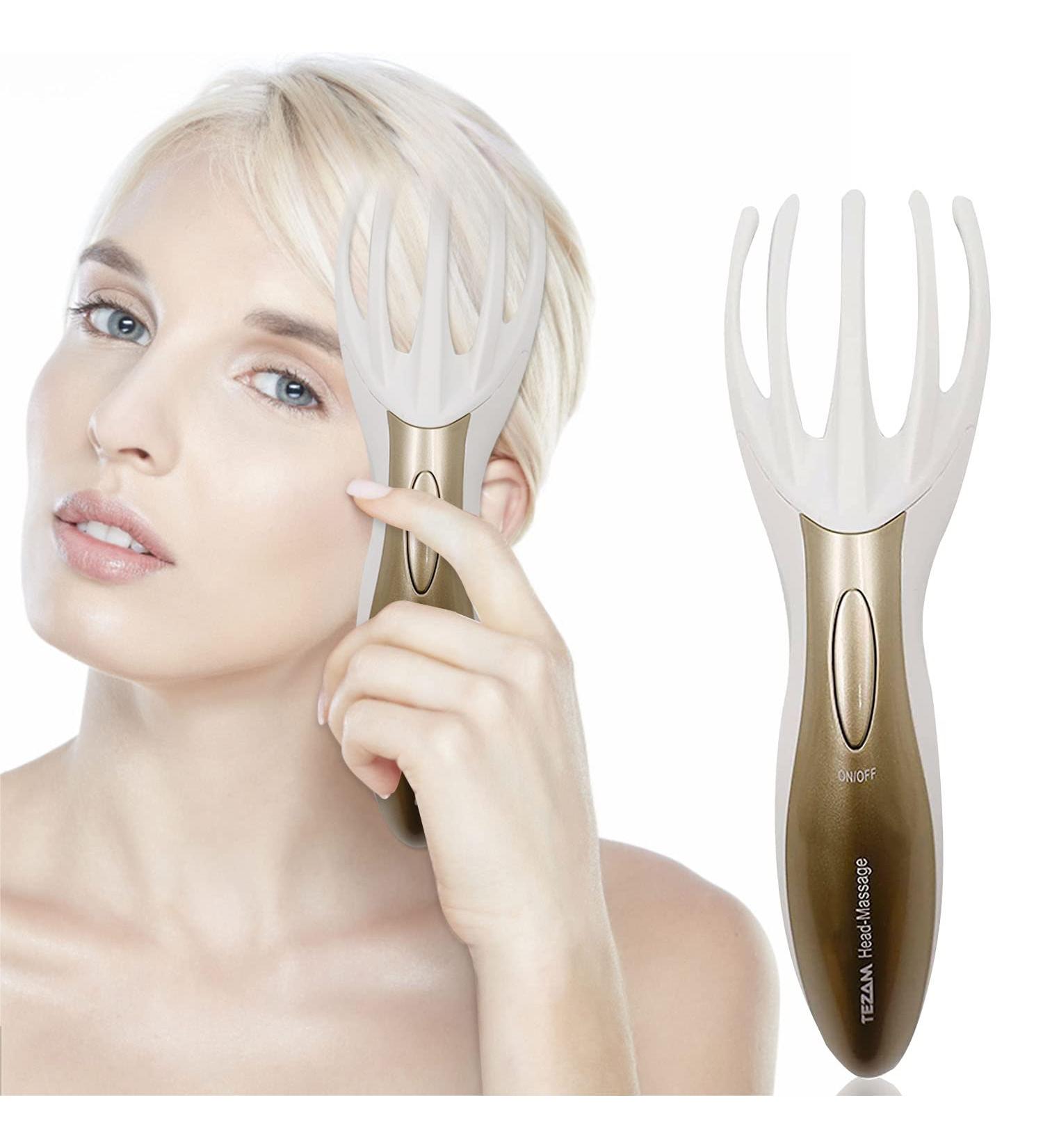Tezam Electric Head Massager | Neck & Scalp Massage Tool with Vibration | Stress Relaxation Spa Therapy | Soft Resin Finger Gripper Claw | Healing Head Spa Device - Buy Online on GoSupps.com