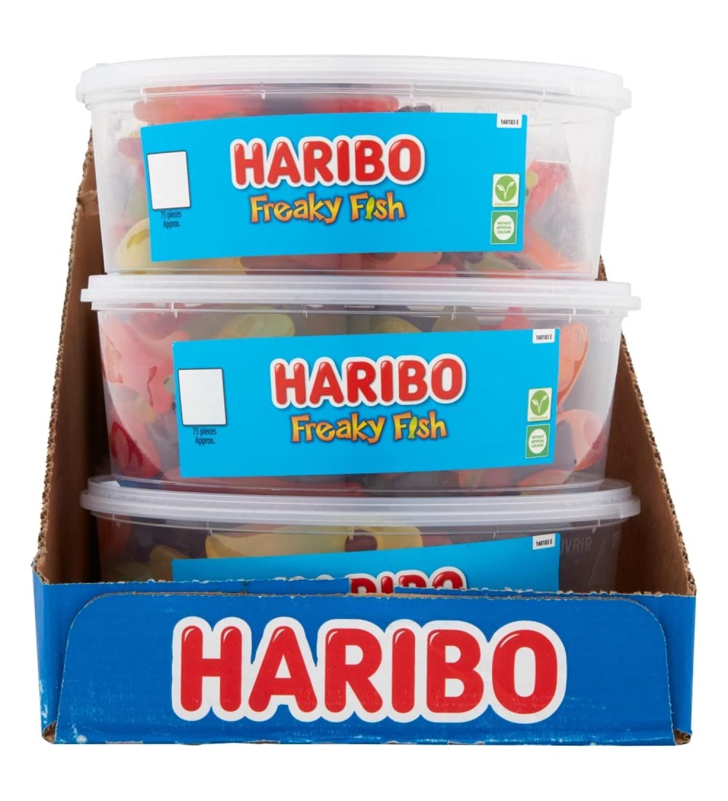 HARIBO Freaky Fish 6 x 75 Pieces Sweets Tub (638g) Round Tub (Case) - Buy Online on GoSupps.com