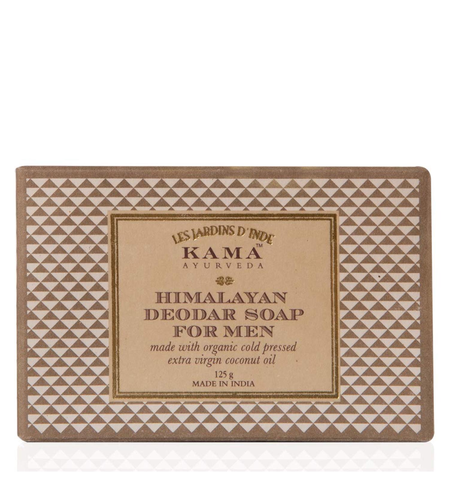 Kama Ayurveda Himalayan Deodar Soap for Men with Organic Cold Pressed Extra Virgin Coconut Oil 125g - Buy Online on GoSupps.com