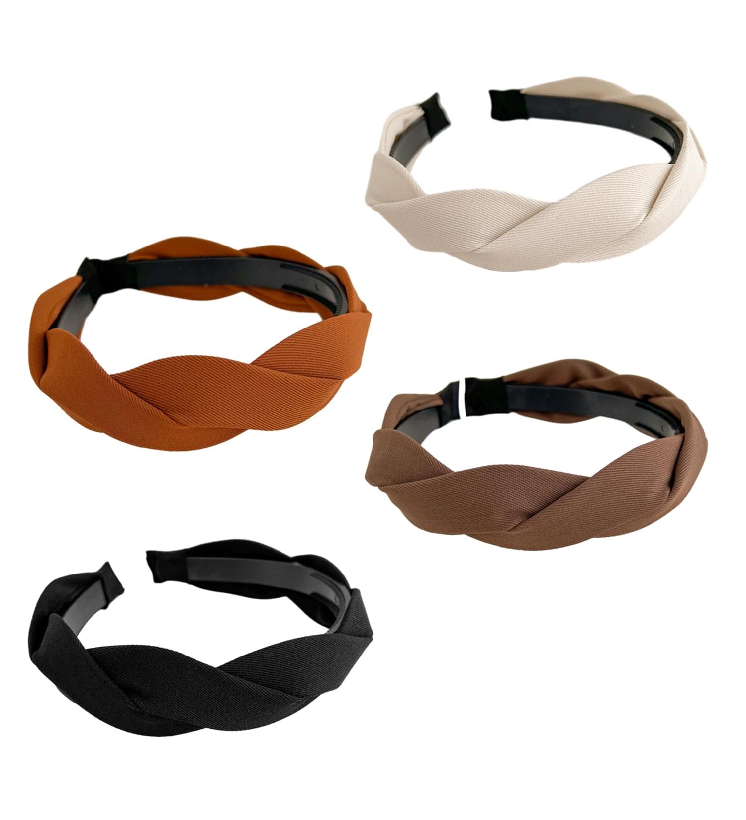 4 Pieces Of Headbands Wide Velvet Headbands Braided Headbands Forehead Bands For Girls Scrunchies For Women Fabric Headbands Wide Braided Headbands - Buy Online on GoSupps.com