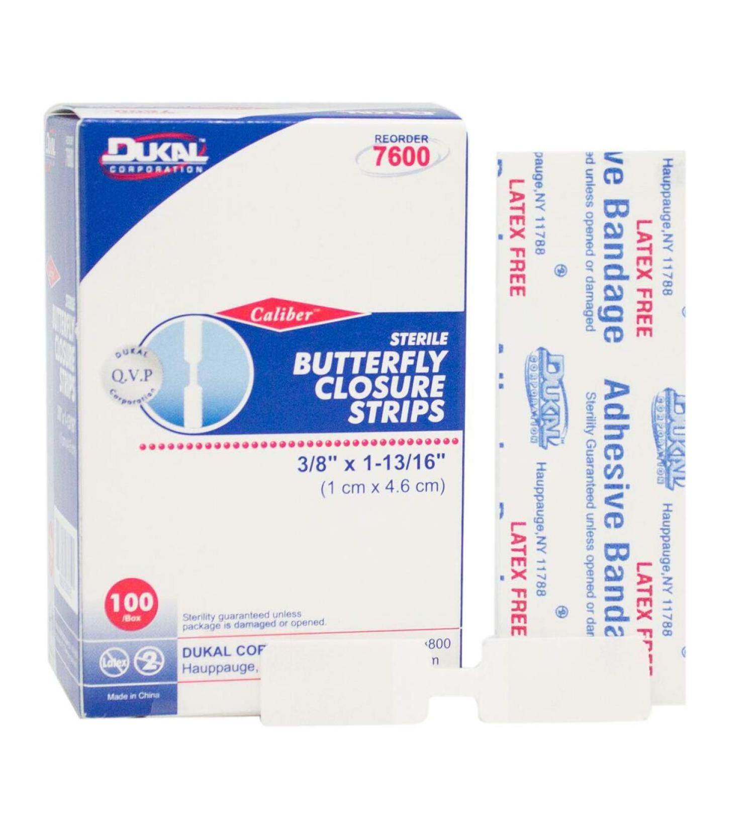 Dukal Butterfly Closure Strips - Pack of 100 - Sterile Adhesive Wound Bandages for Protection - Individually Wrapped for Easy Application - Buy Online on GoSupps.com