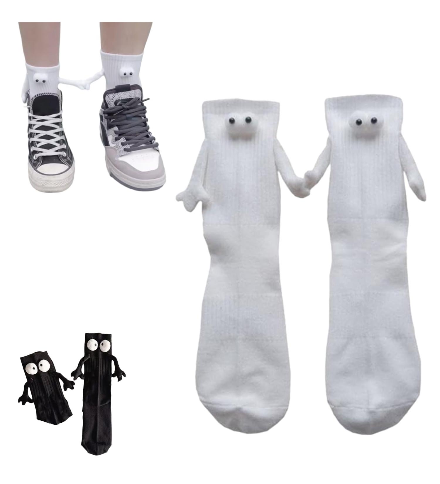 3D Doll Couple Socks | Magnetic Mid-Tube Socks | Funny Unisex Socks - White (1pcs) - Buy Online on GoSupps.com