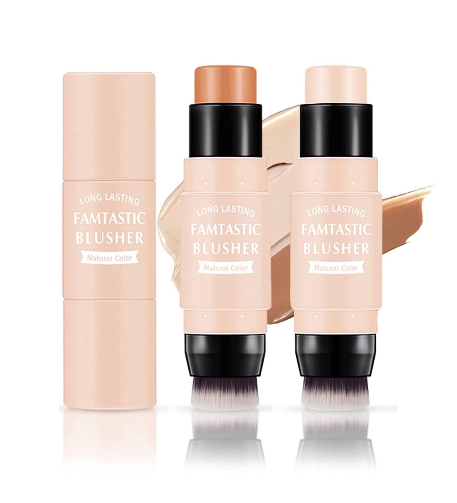 Contour Stick Highlighter Makeup Set - 2Pcs Creamy Bronzer & Highlighter Pen with Brush for Face Sculpting and Brightening - Waterproof Formula - 2 Count Pack - Buy Online on GoSupps.com