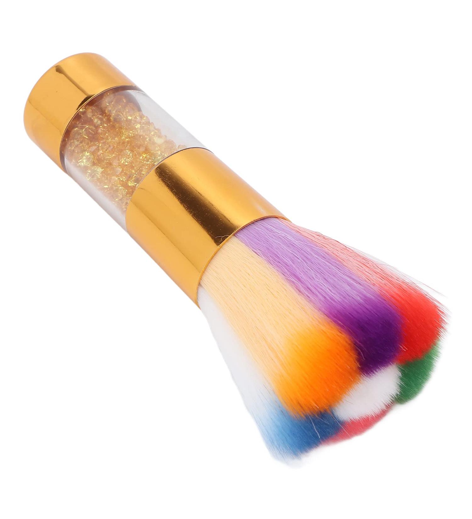 Verdant Touch Blush Brush Portable Colorful Makeup Brush Fluffy Blusher and Nail Art Dust Cleaning BrushGold - Buy Online on GoSupps.com