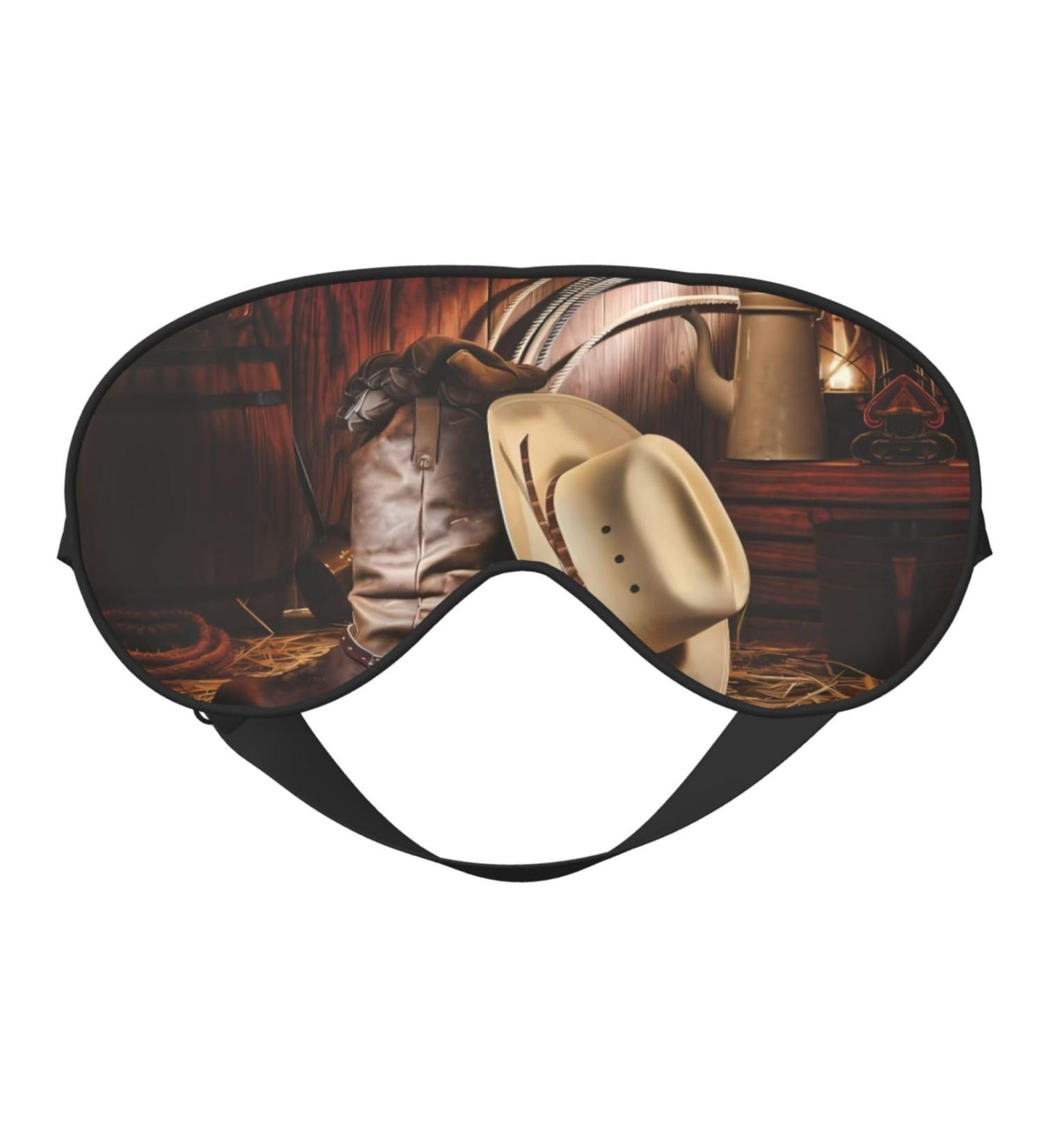 Shop Cowboy Black Hat Western Boots Eye Mask Soft Elastic & Adjustable Sleeping Mask for Men & Women | Comfortable Nighttime Sleep - Buy Online on GoSupps.com
