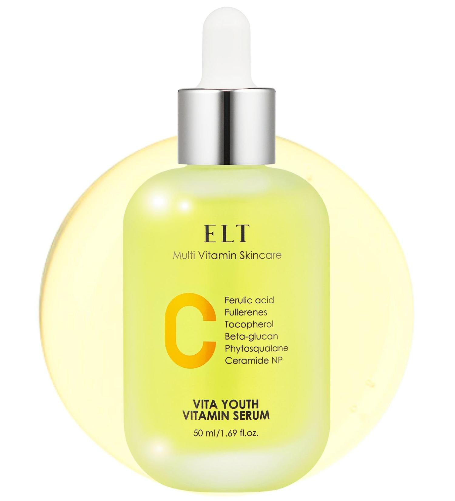 ELT Vita Youth Vitamin C Face Serum 1.69fl.oz.(50ml) - Ferulic Acid Beta-Glucan - Skin Brightening Anti-Aging Dark Spot Remover - Korean Skincare (Pack of 1) 1.68 Fl Oz (Pack of 1) - Buy Online on GoSupps.com