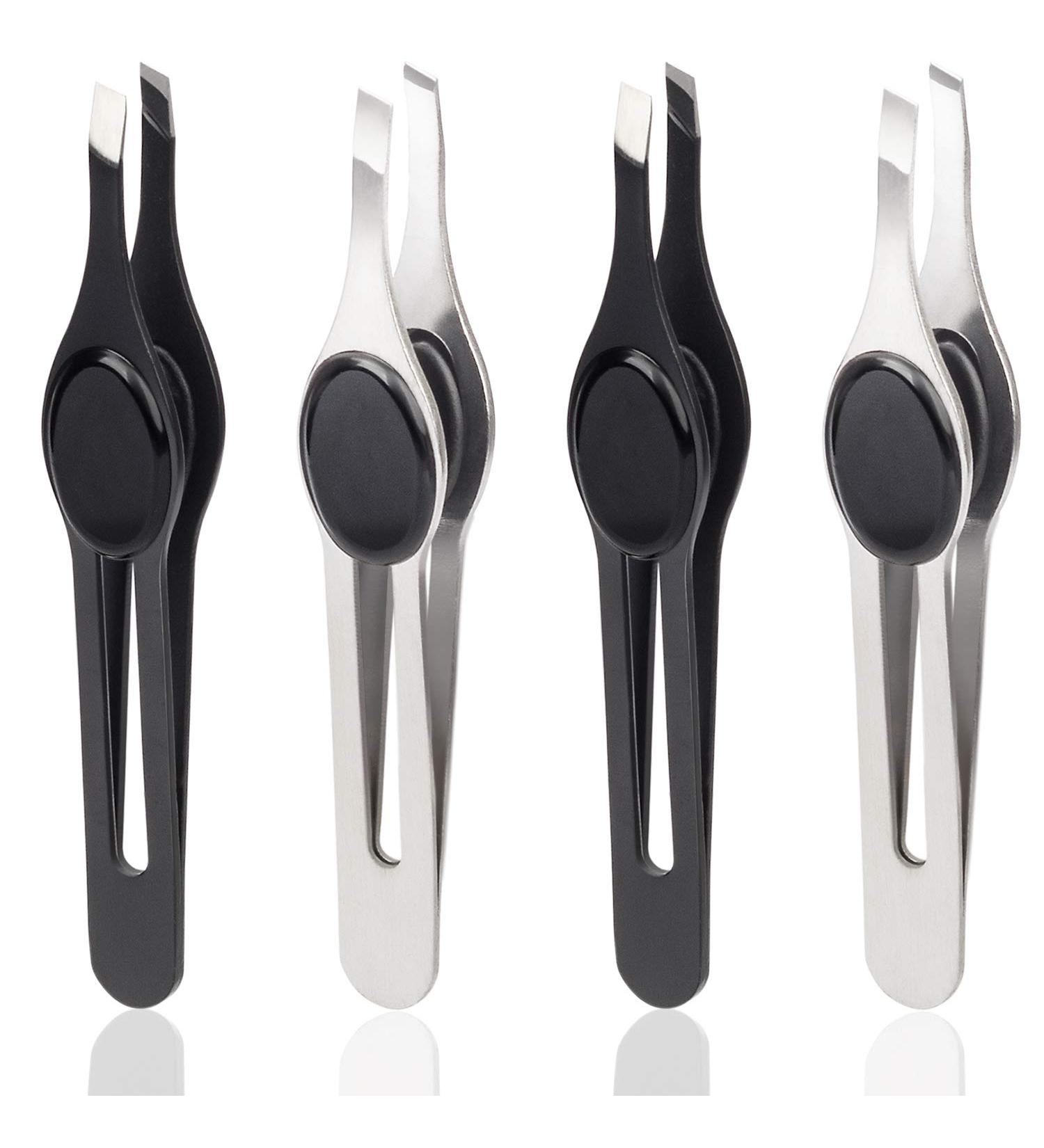 ANCIRS 4 Pack Slant Tip Tweezers for Eyebrow - Professional Stainless Steel Precision Pointed Blackhead Removal Tool - Buy Online on GoSupps.com