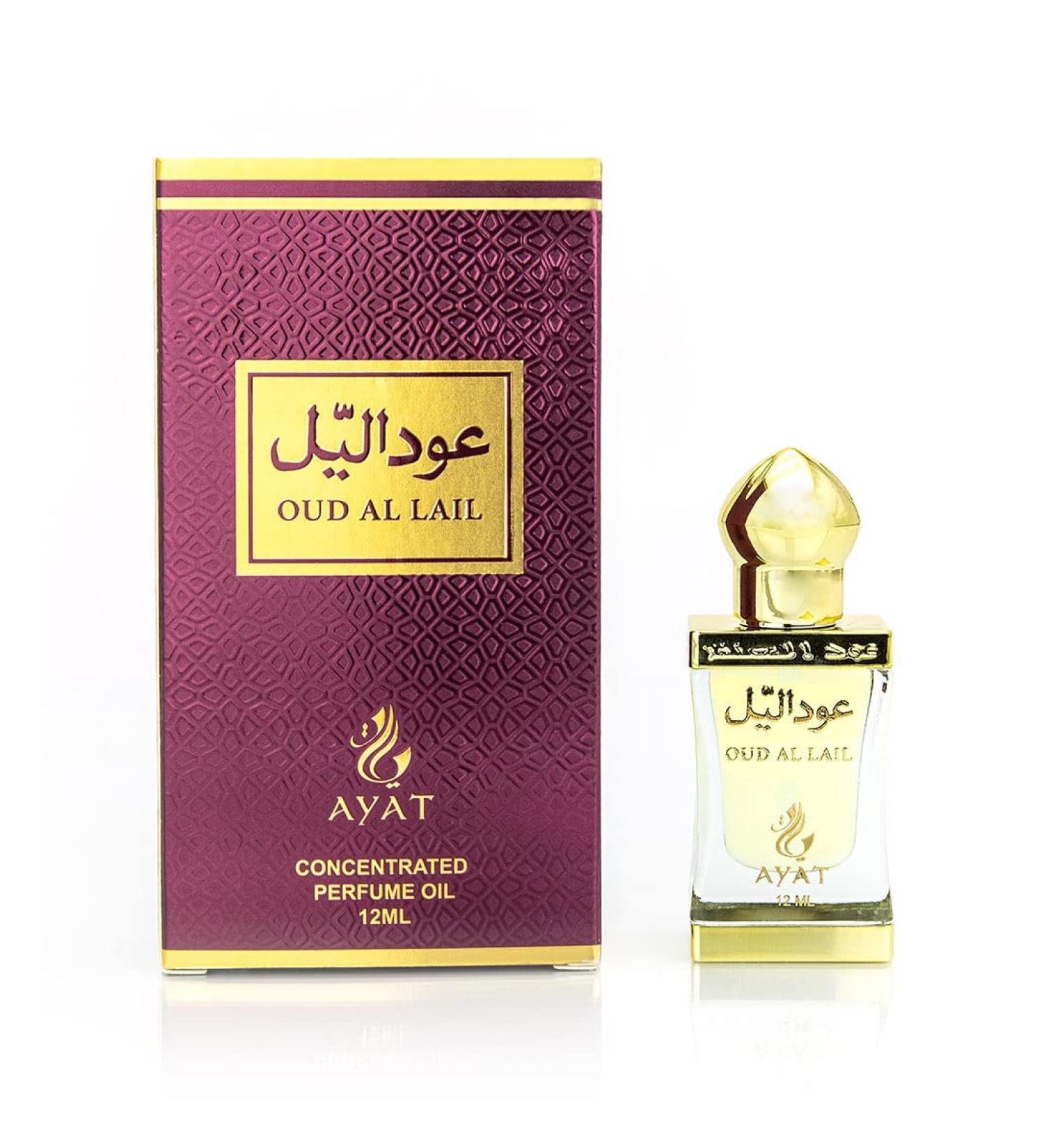 AYAT PERFUMES Perfumed Oil 12ml From Dubai | Musk Halal For Men and Women Alcohol Free | Perfume Extract/Attar For Long Lasting Scent | Arabian scent Made and Designed in Dubai (Oud Al Lail) - Buy Online on GoSupps.com