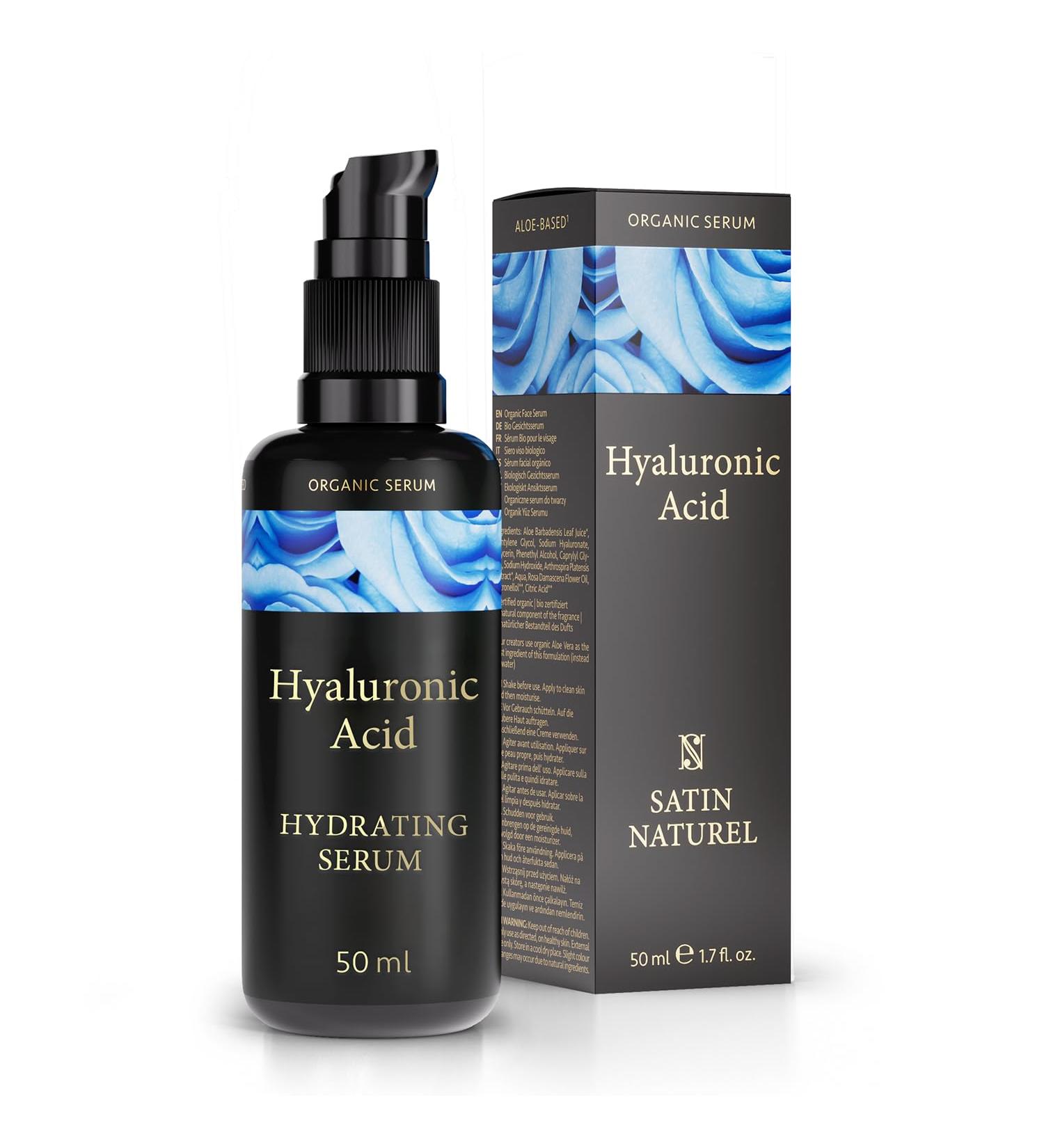 Hyaluron Serum High-Dose 50ml | Vegan Anti-Aging Hyaluronic Acid Facial Serum with Bio Aloe Vera | Unisex Skincare | Made in Germany - Satin Naturel - Buy Online on GoSupps.com