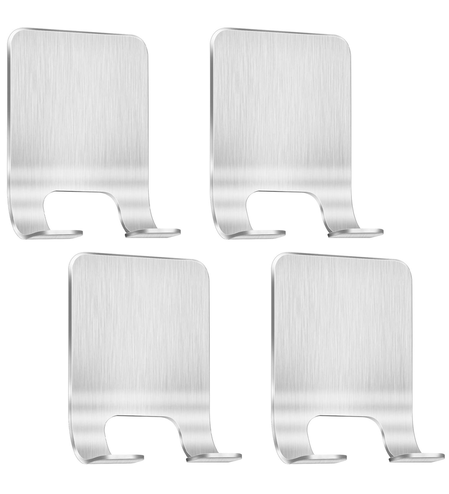 Leryati Stainless Steel Razor Holder Set - 4 Pack Drill-Free Self-Adhesive Shower Hangers for Bathroom & Kitchen - Silver - Buy Online on GoSupps.com