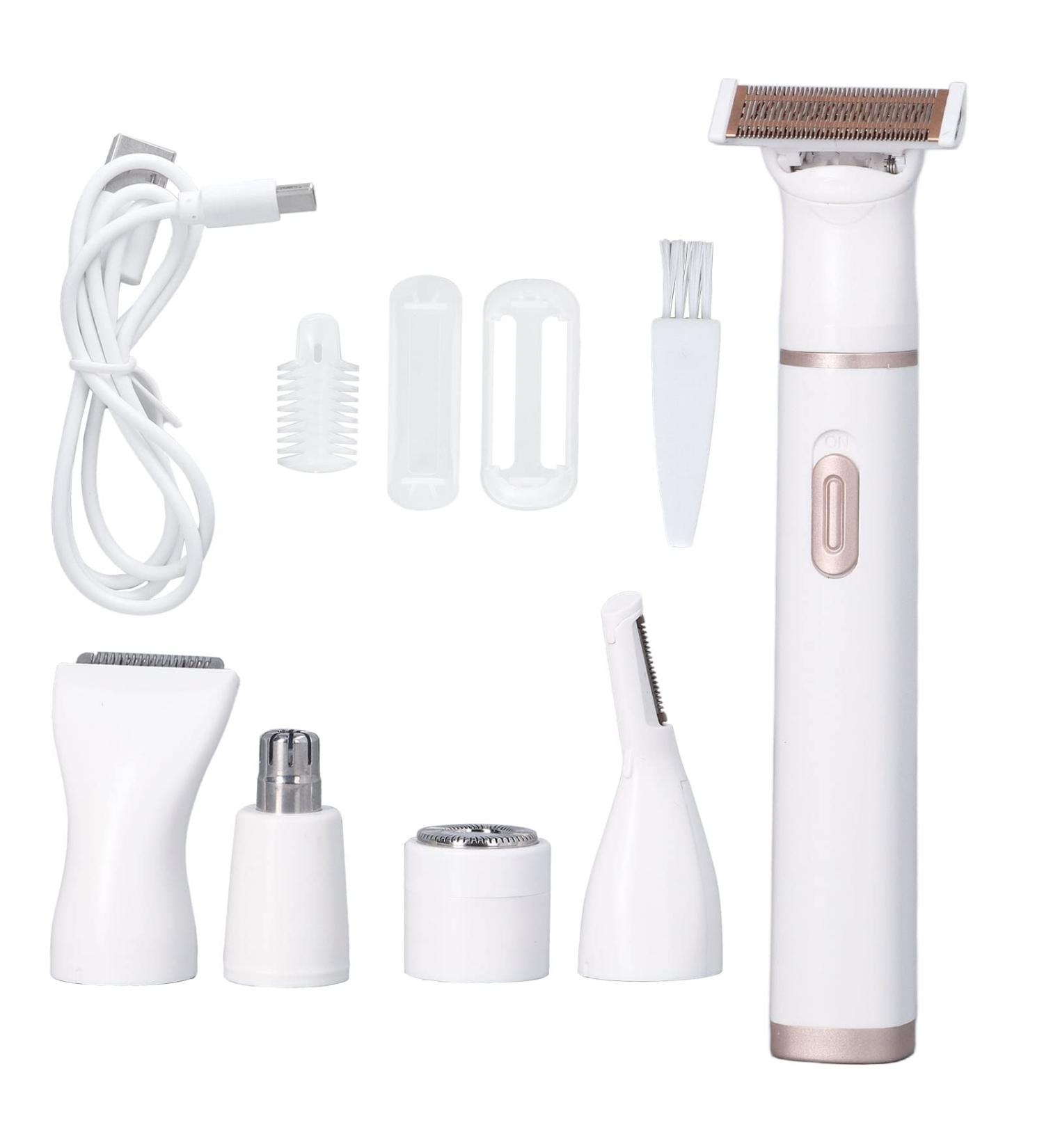 5-in-1 Women's Electric Razor | USB Rechargeable Hair Removal for Face Eyebrows Legs & Armpits | Stainless Steel Easy Clean International Shipping - Buy Online on GoSupps.com