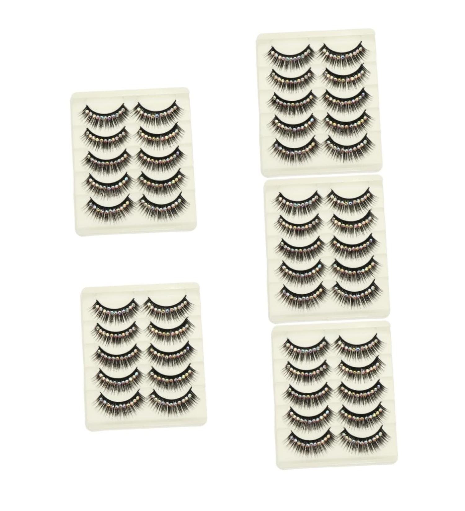 minkissy 50 Pairs Diamond False Eyelashes False Lashes Pestanas Postizas Naturales Glitter False Eyelashes Lash Clusters Gems Eyelash Cosplay Lashes Chemical Fiber Hard Stem Dense Cosmetic - Buy Online on GoSupps.com