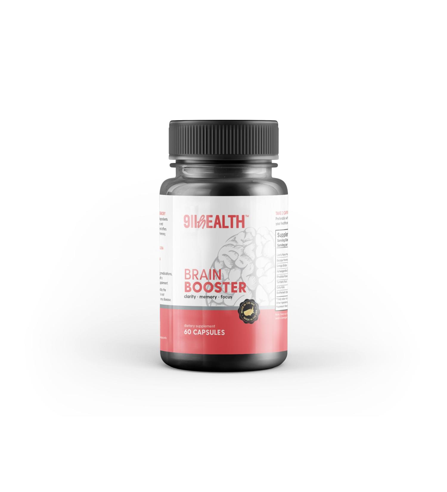 911HEALTH Brain Booster Nootropic Dietary Supplement for Memory Boost 60 All-Natural Capsules to Enhance Focus & Improve Concentration & Clarity Brain Health & Better Cognitive Performance